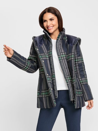 Winterjacke in 2-in-1-Optik - marine-jeansblau-kariert