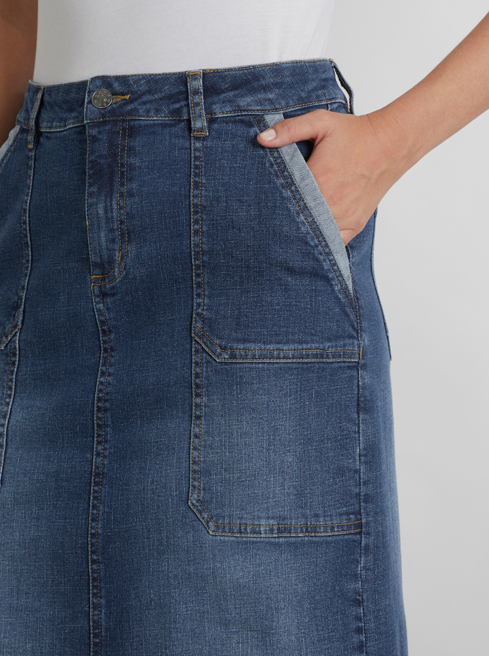 heine Jeansrock in Kontrast-Optik - blue-bleached