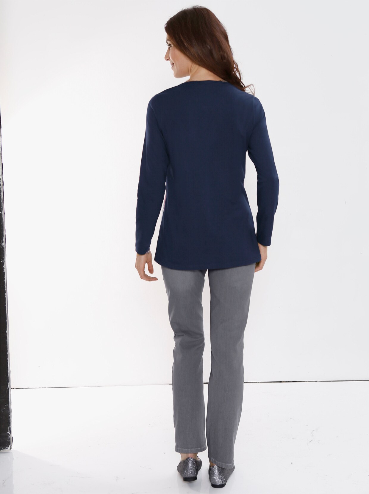 High waist jeans - grey-denim