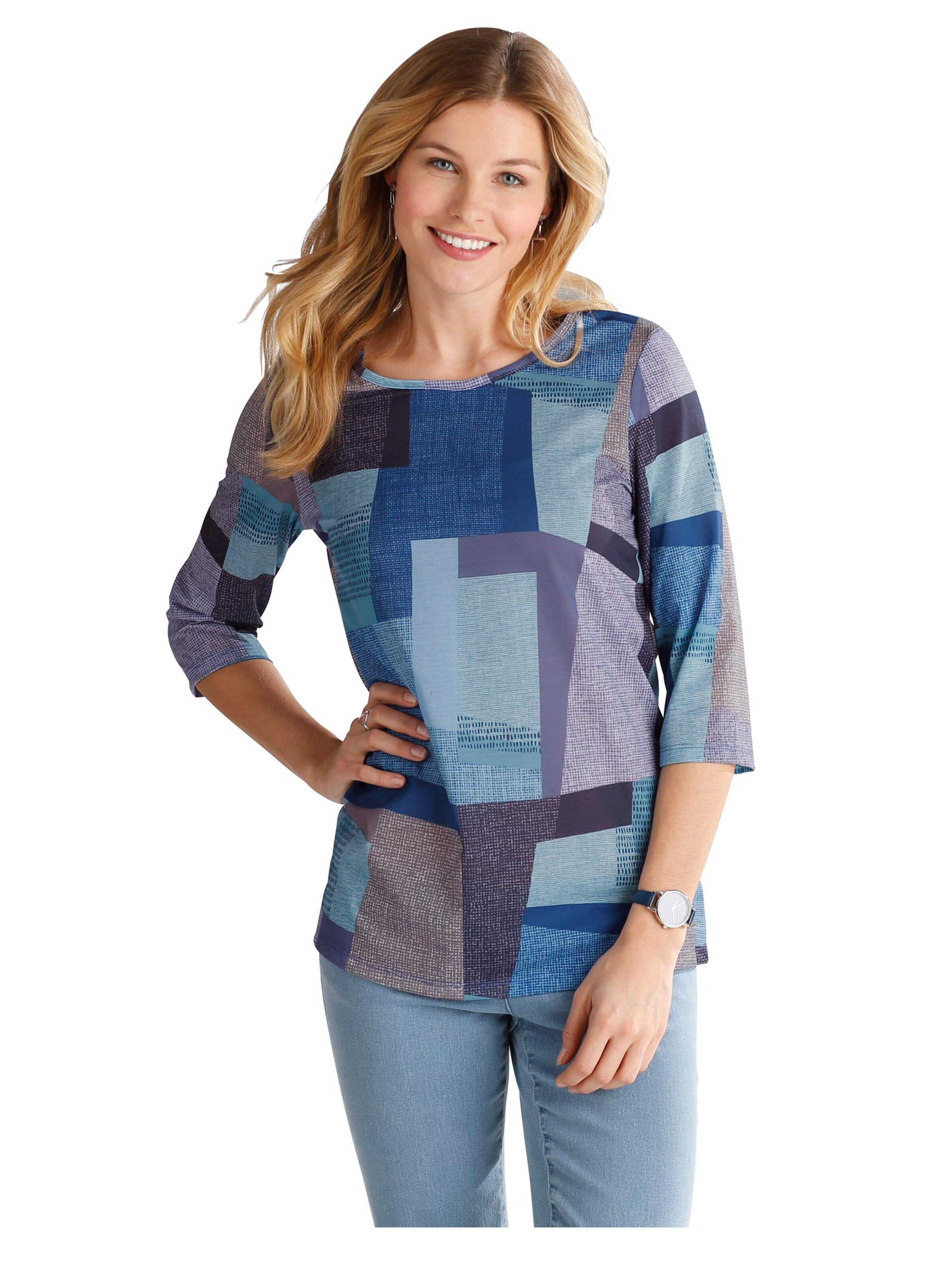 Longshirt - blau-gemustert