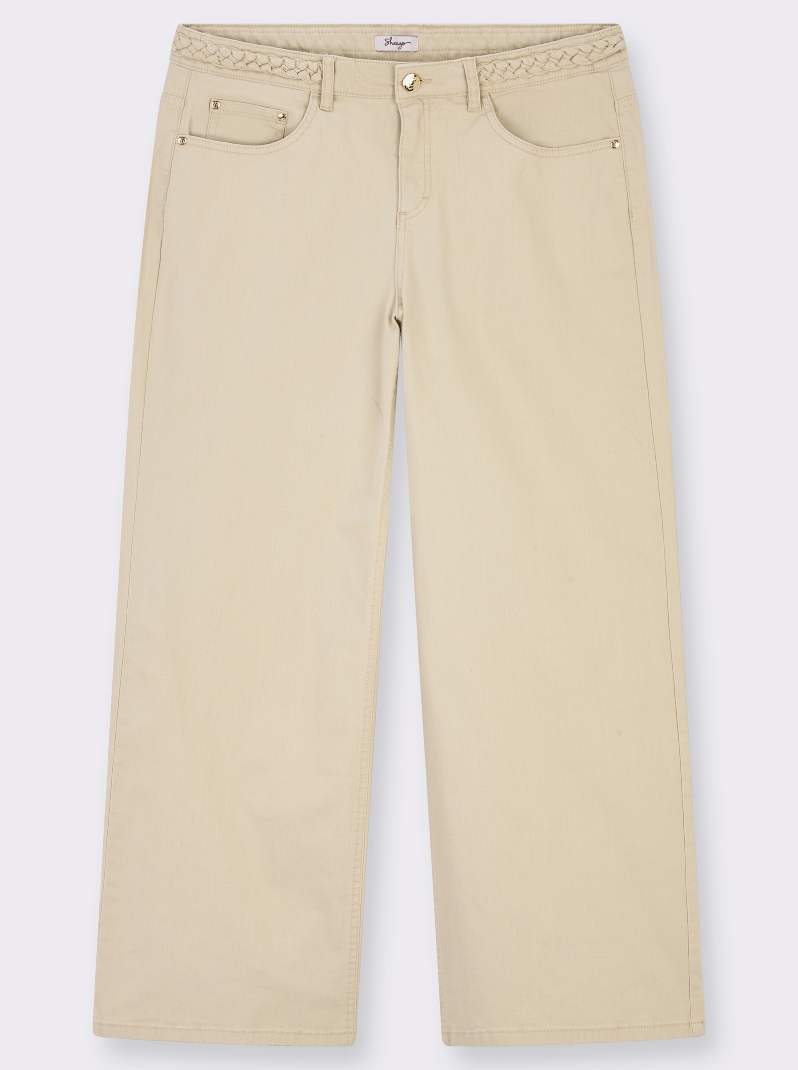 sheego Bootcuthose mit Flechtdetail am Bund - sand