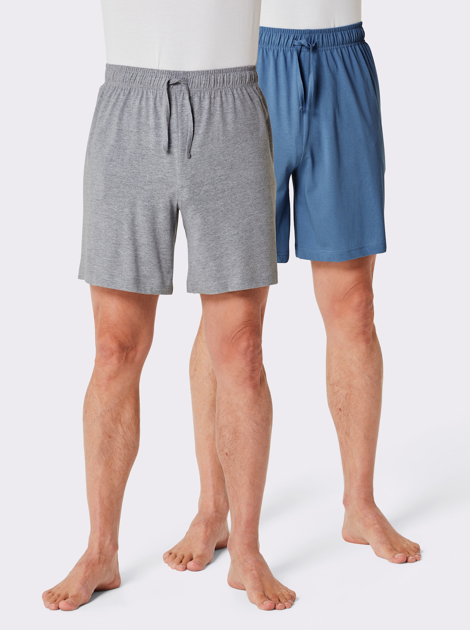 wäschepur men Broek kort - grijs gemêleerd + middenblauw