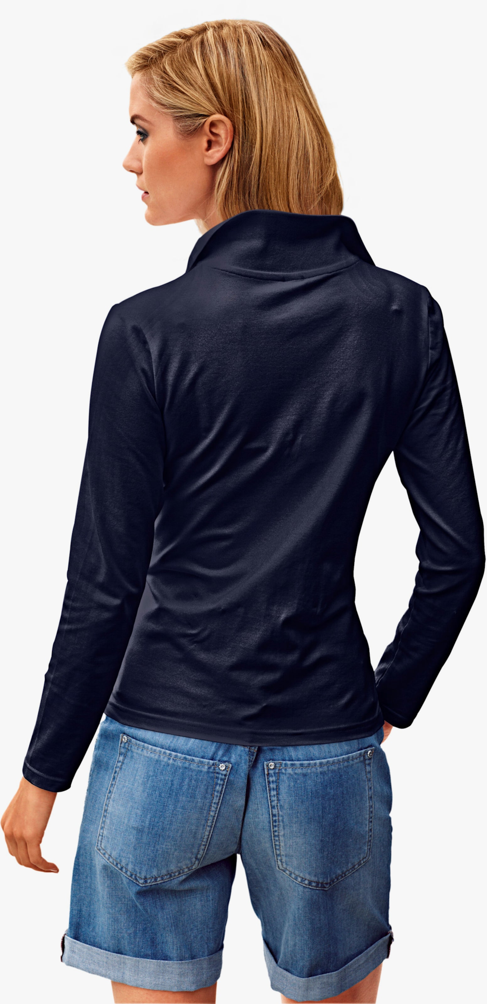 heine Langarm-Poloshirt in Pikee-Qualität - marine