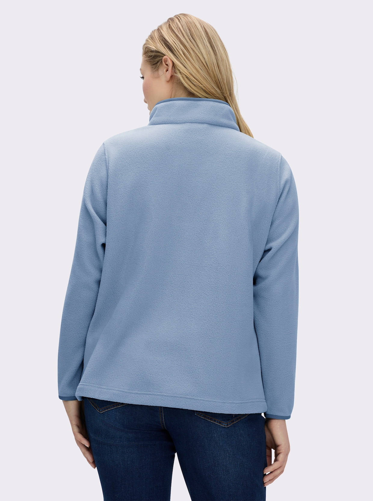 Fleeceshirt mit Stehkragen und Reißverschluss - bleu