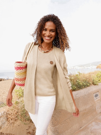 Stricktop mit Rundhals-Ausschnitt - sand