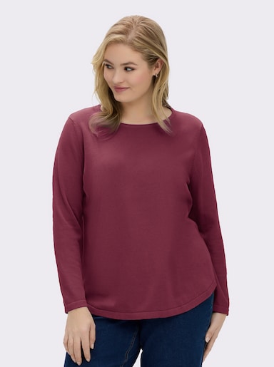 Baumwollpullover mit überlappendem Saum - bordeaux