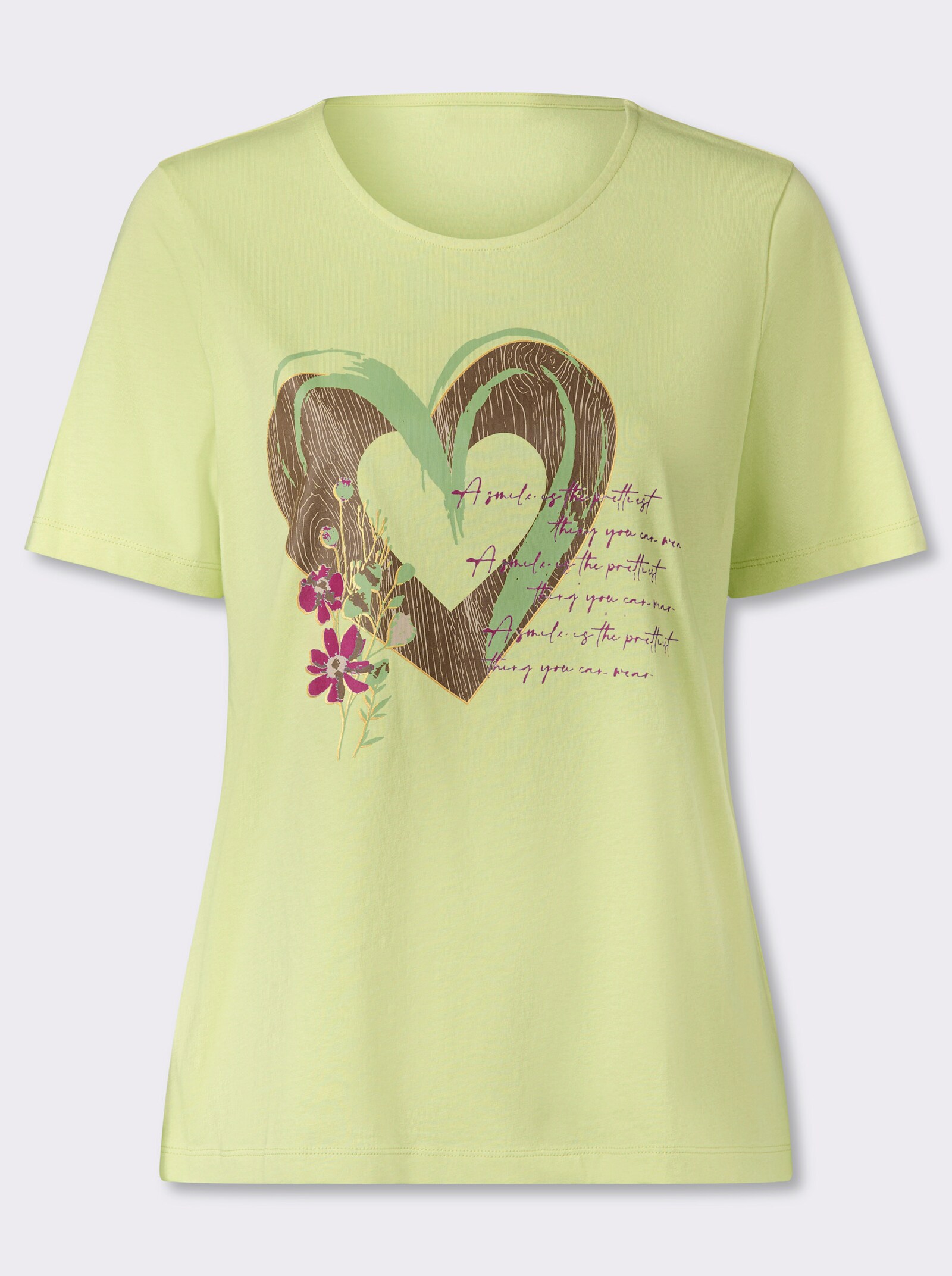 Kurzarmshirt im Trachtenstil - pistazie-braun