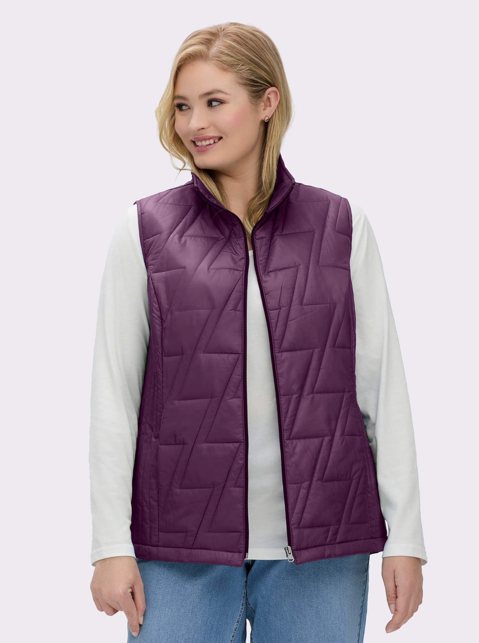 Steppweste mit kontrastfarbigem Futter - violett