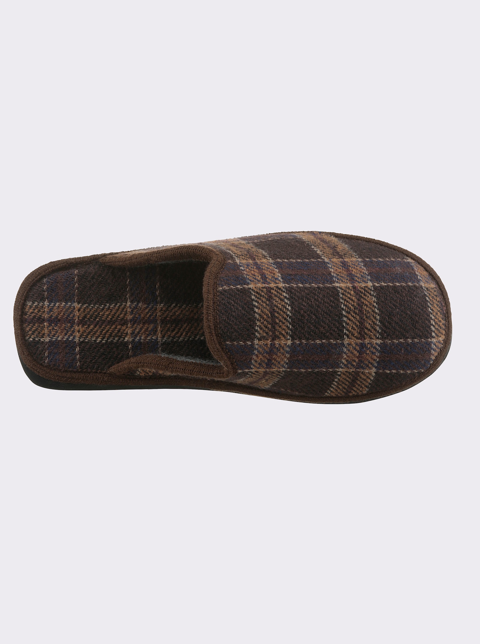 Pantoffel ungefüttert und leicht - braun-kariert