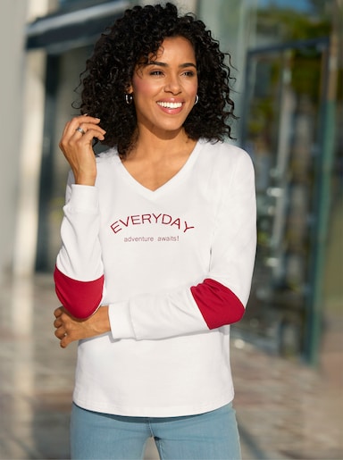 Sweatshirt mit Schriftzug - ecru-kirsche