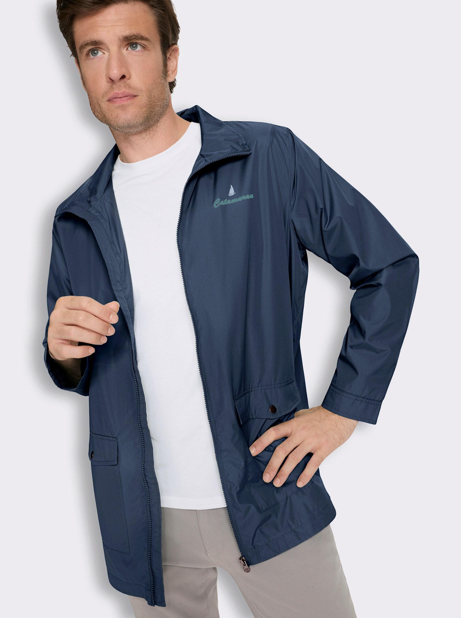Longjacke für den Übergang - dunkelblau