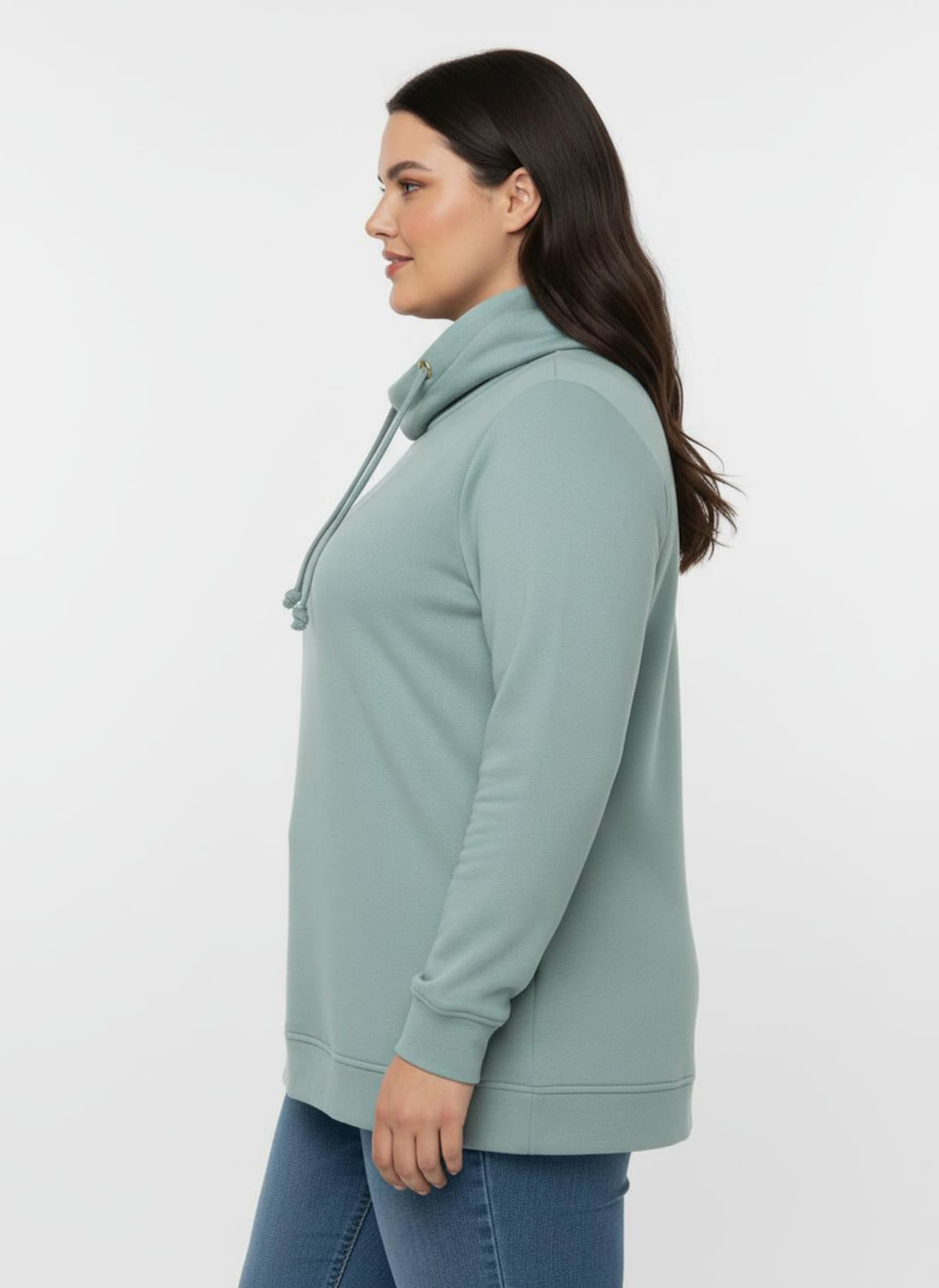 Sweatshirt mit halsfernem Rollkragen - mint