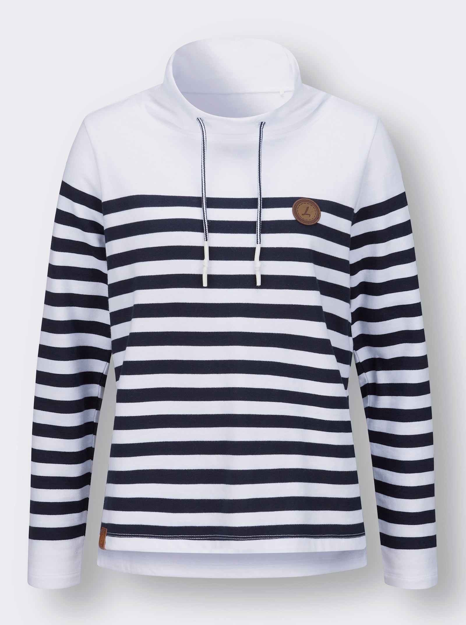 Sweatshirt mit verlängertem Rückteil - weiss-marine-geringelt