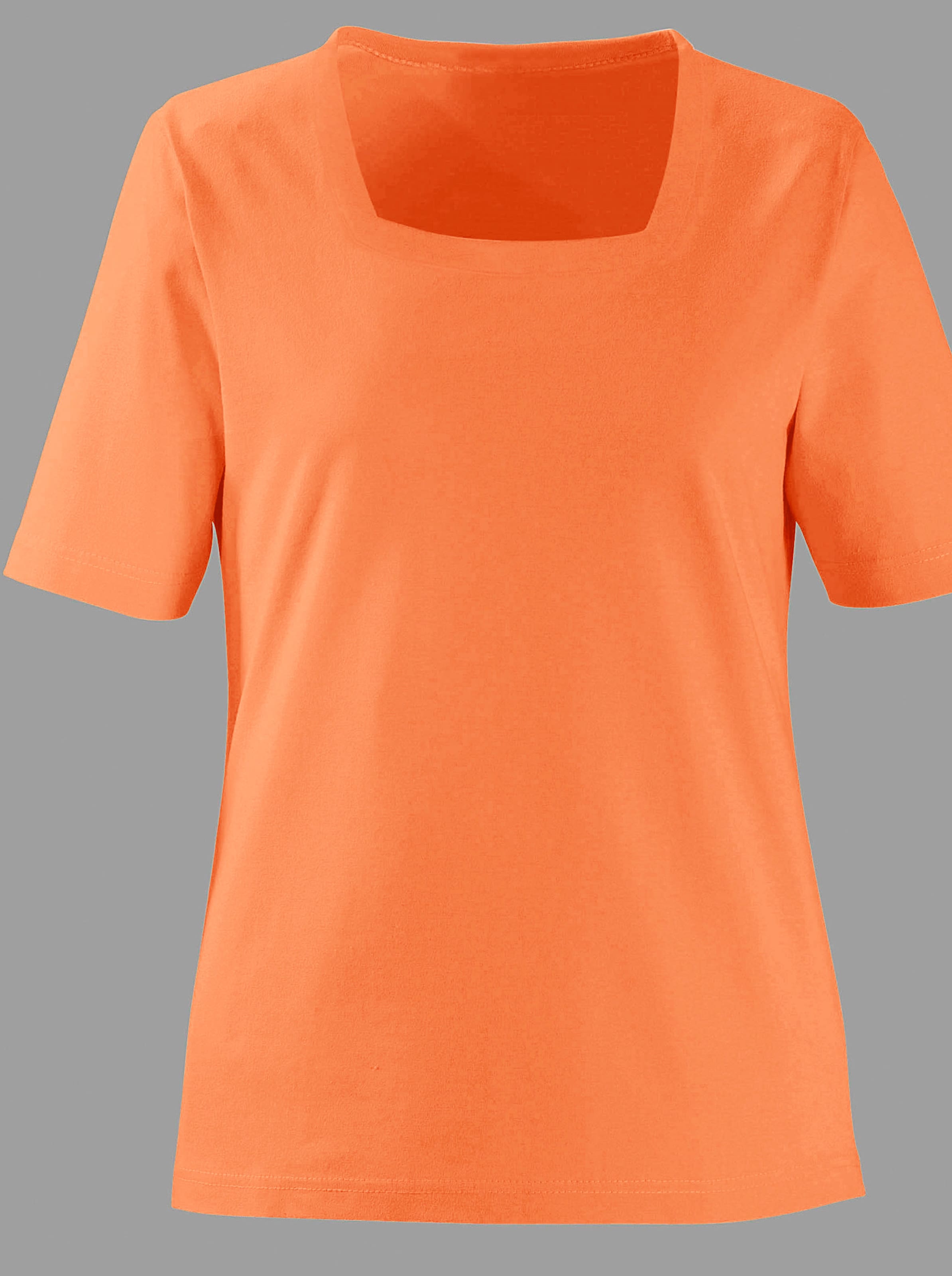 von heine günstig Kaufen-Kurzarmshirt in orange von heine. Kurzarmshirt in orange von heine <![CDATA[Shirt mit apartem Karree-Ausschnitt in kombistarken Farben.]]>. 