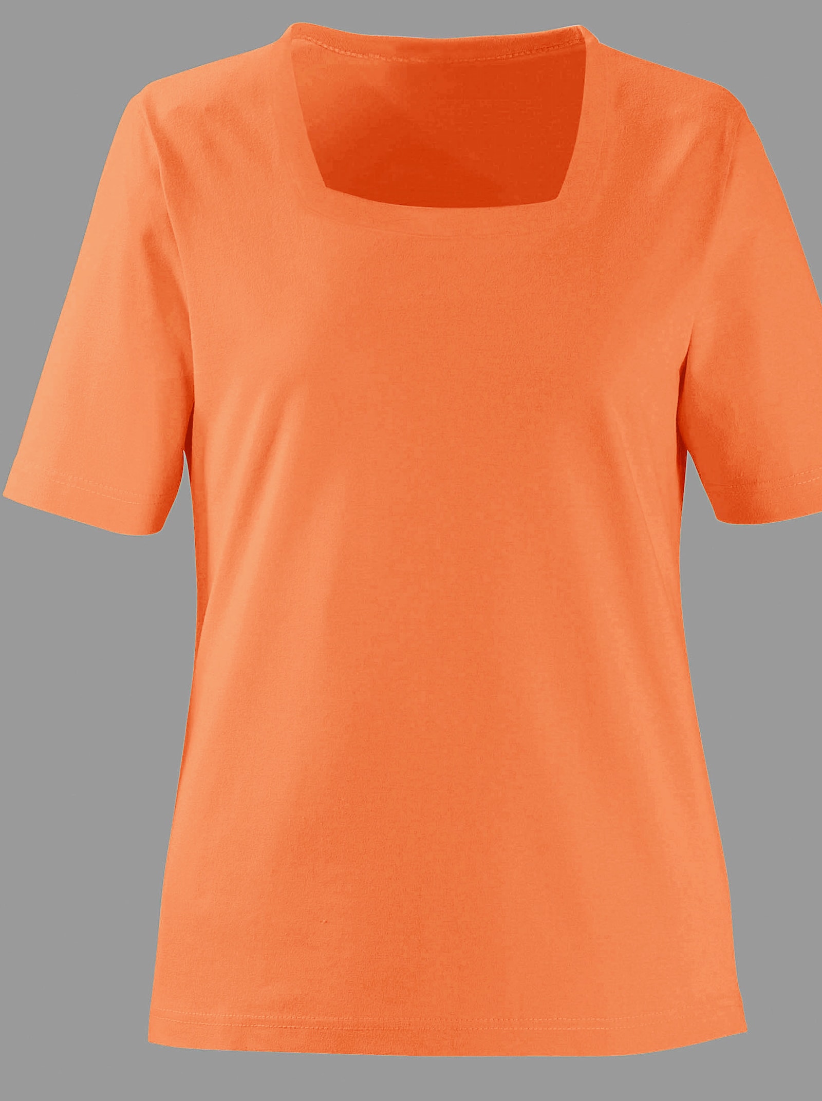 Kurzarmshirt mit Karree-Ausschnitt - orange
