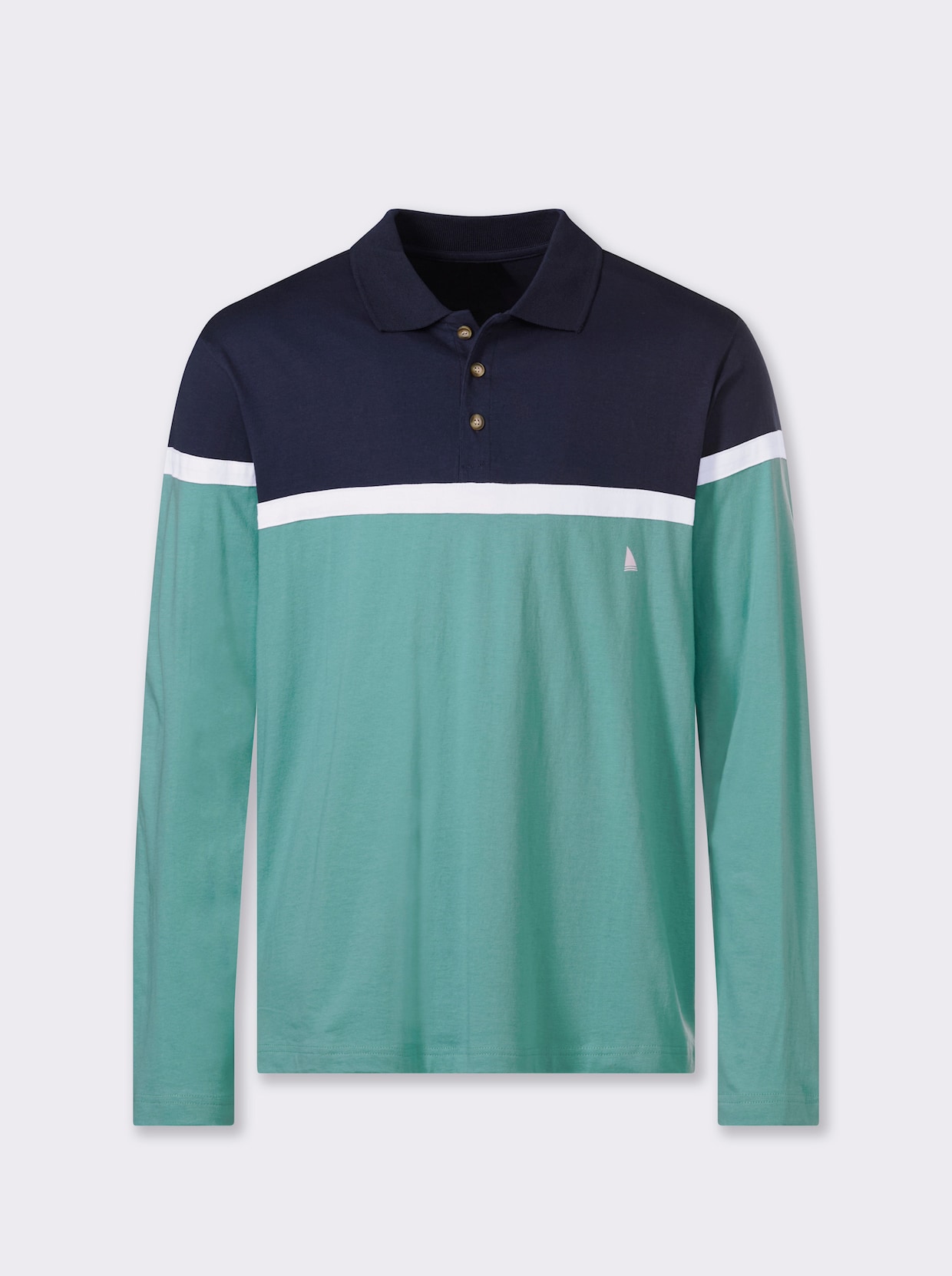 Catamaran Langarm-Poloshirt im Colour Blocking-Dessin - marine-salbei