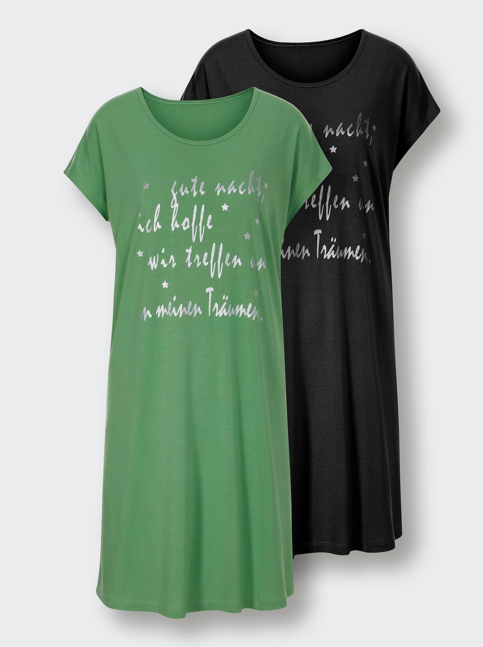 wäschepur Slaapshirts met oversized snit - Appelgroen + zwart