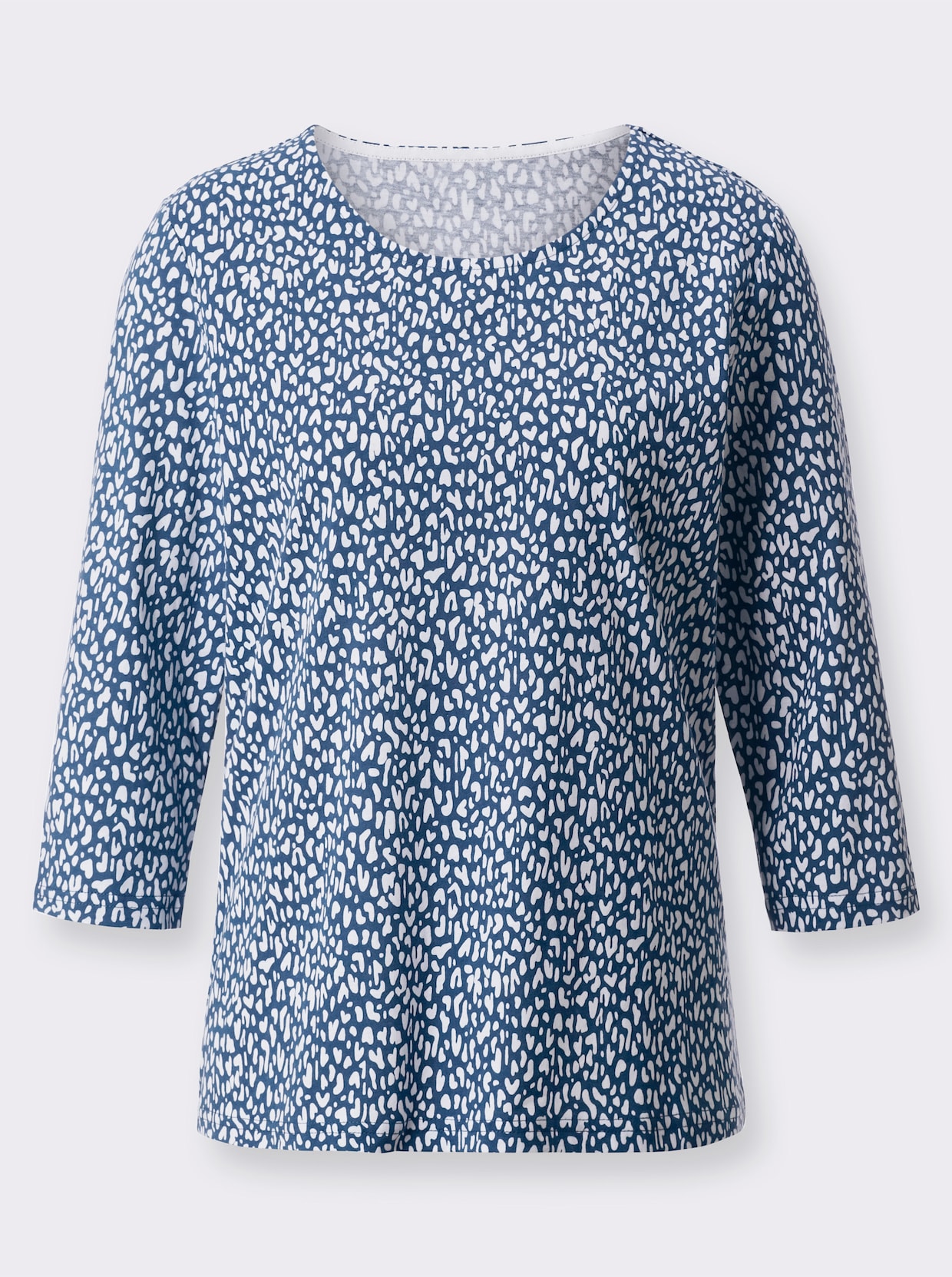 Shirt met 3/4-mouw - jeansblauw/wit geprint