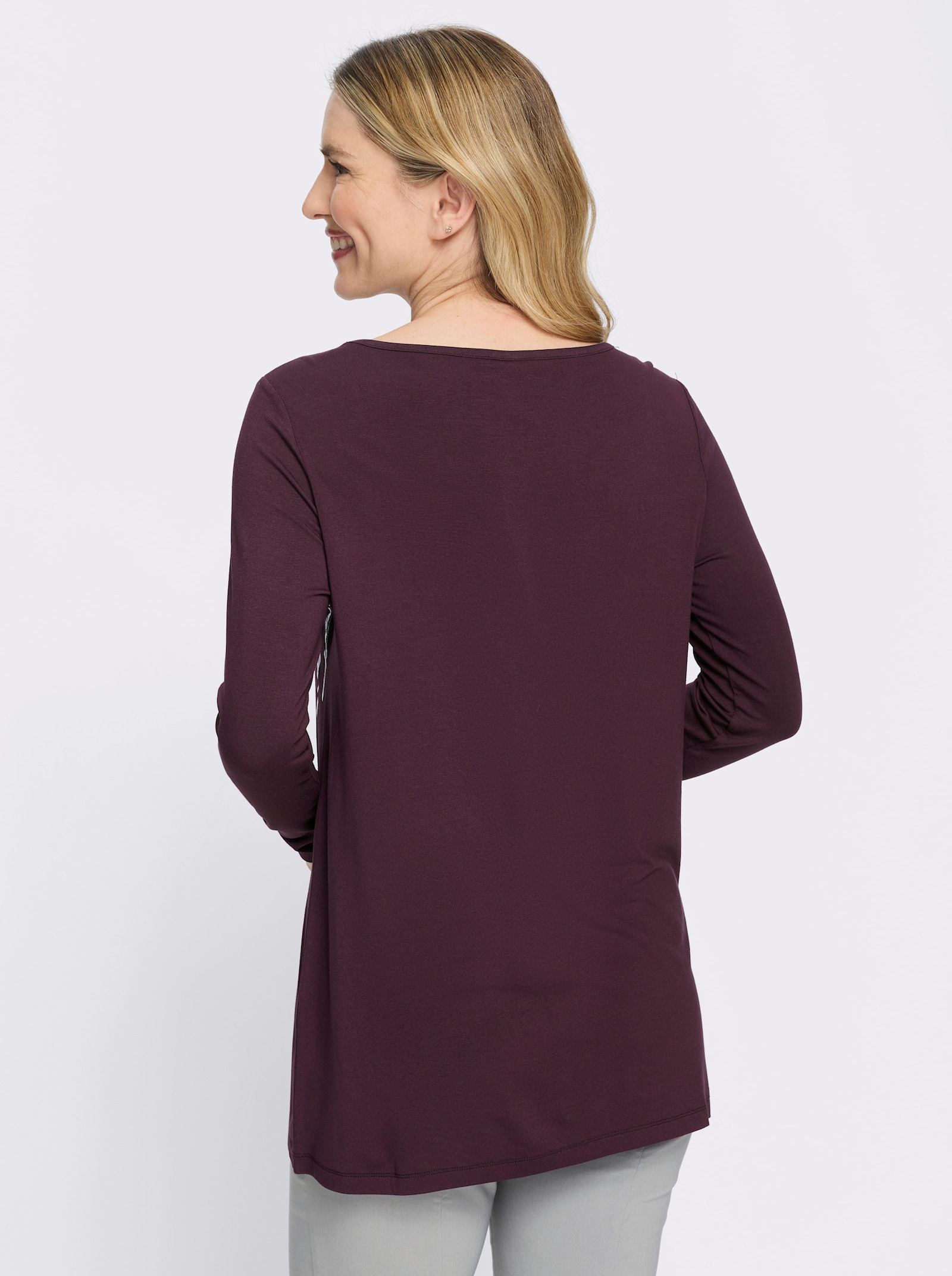 Longshirt mit Pailletten - burgund