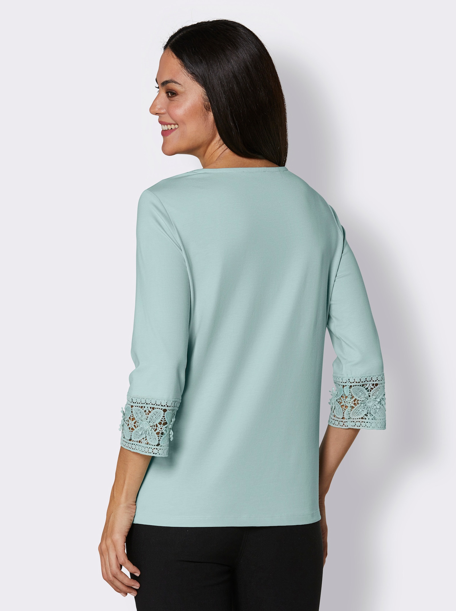 CREATION L PREMIUM 3/4-Arm-Shirt in glänzender Jersey-Qualität - kalkmint