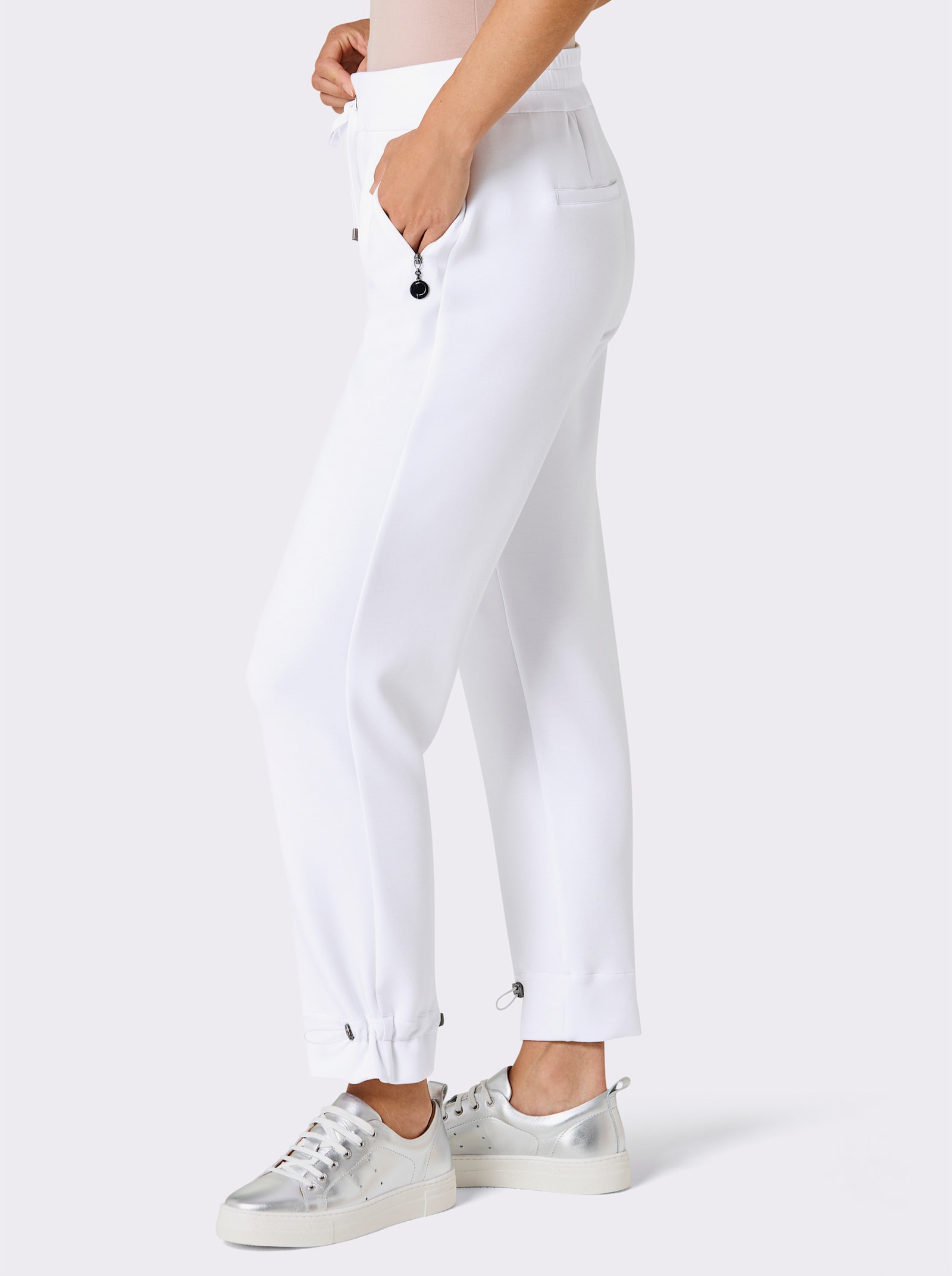 CREATION L PREMIUM Jogg Pants mit Ziertaschen - weiß