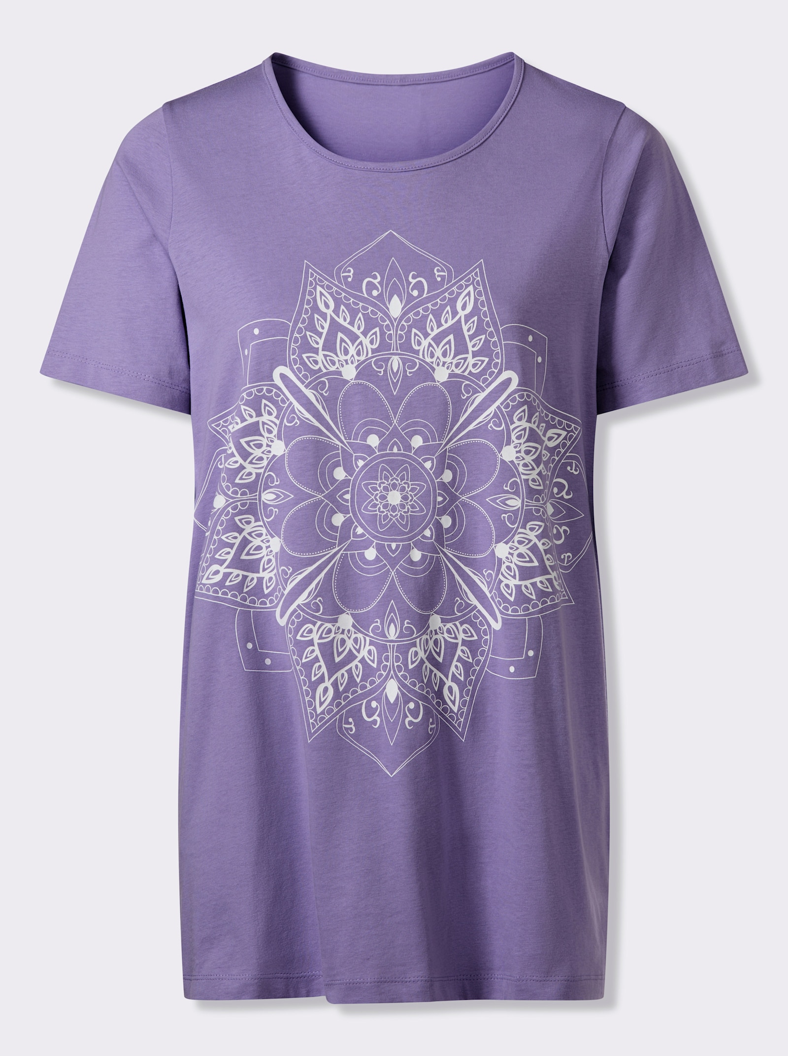 Longshirt mit Mandala-Motiv - lavendel-weiß