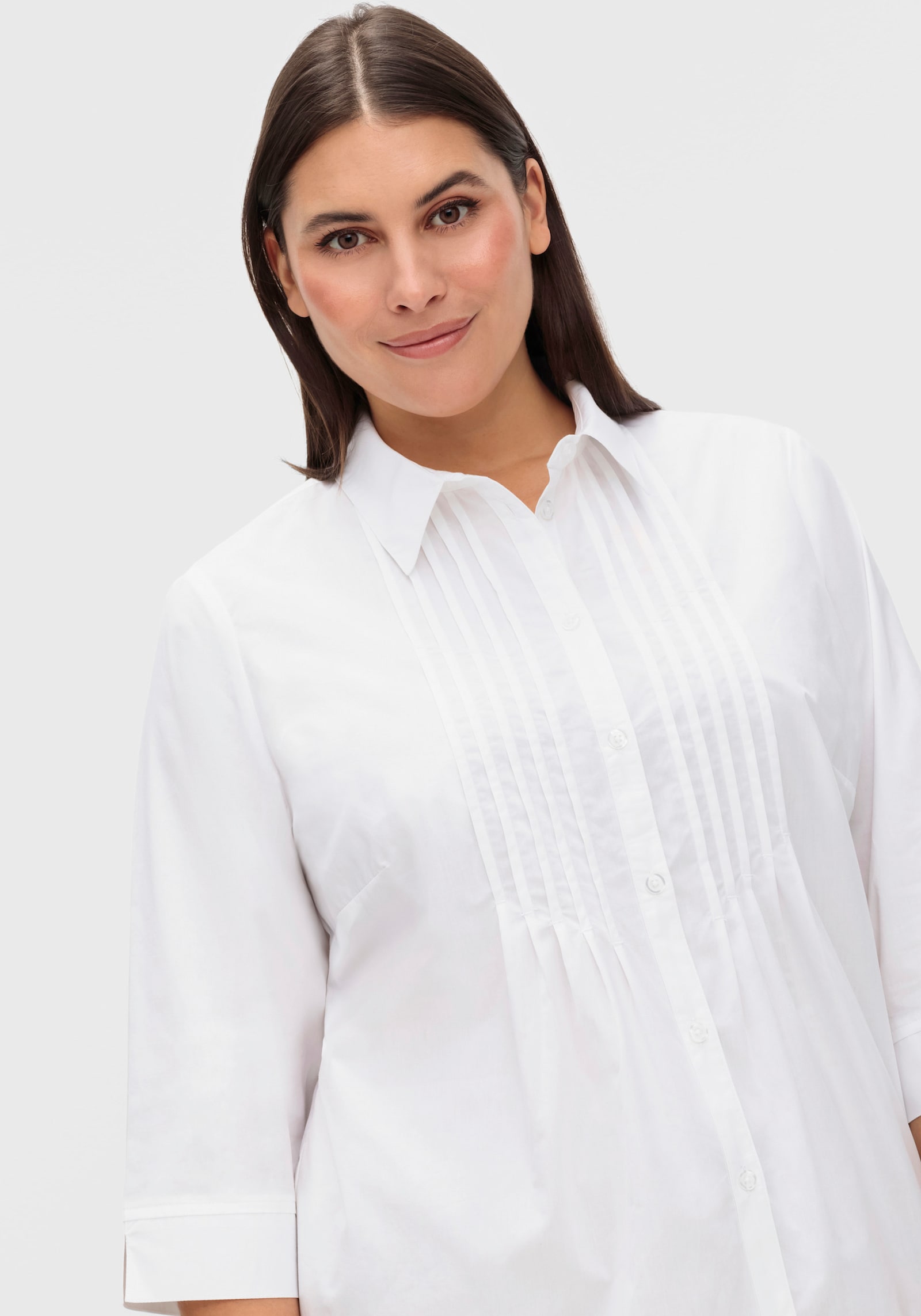 Longbluse mit Biesenverzierung - weiß