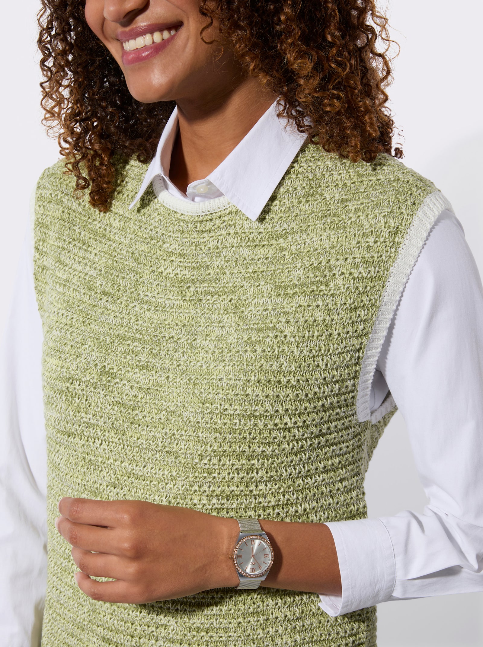 Pullunder mit Multicolorgarn - schilf-zitrone-gemustert