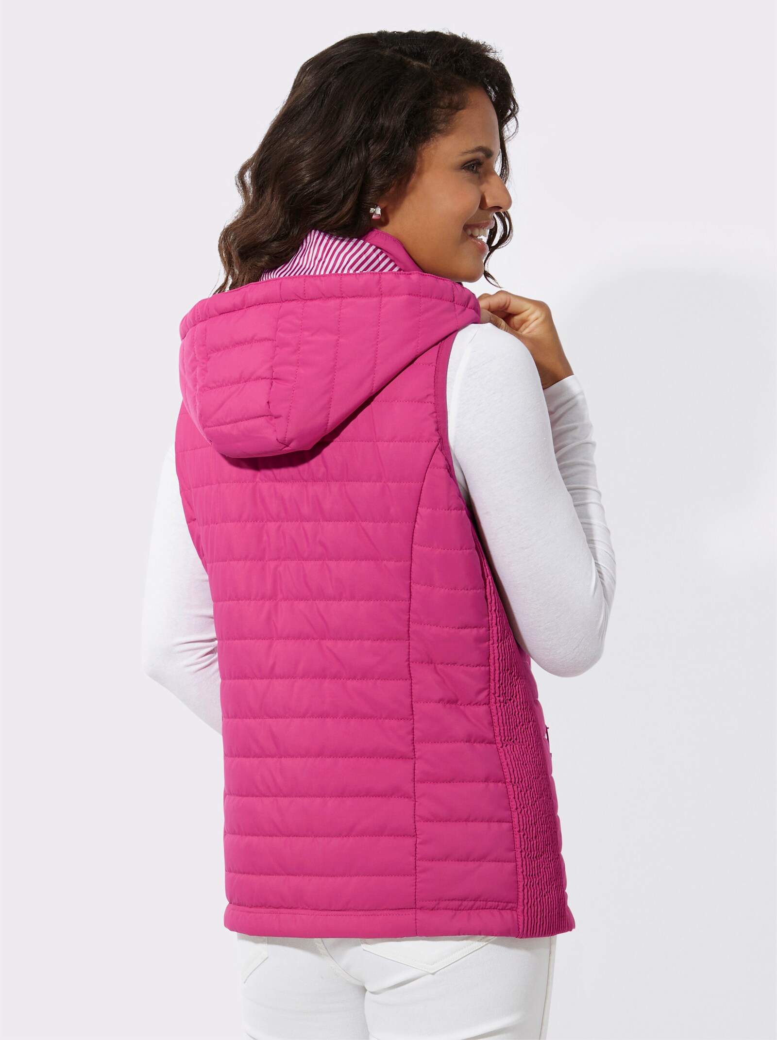 Steppweste mit abnehmbarer Kapuze - fuchsia