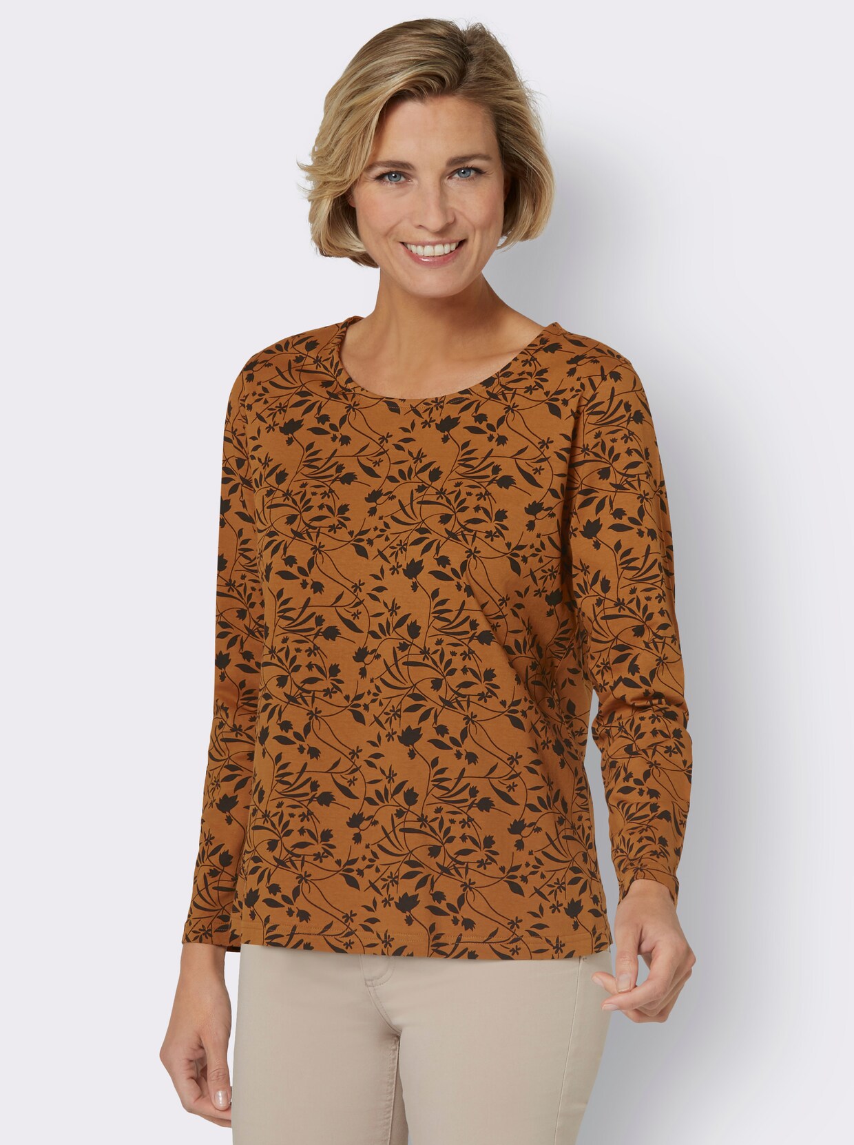 Shirt met print - cognac geprint