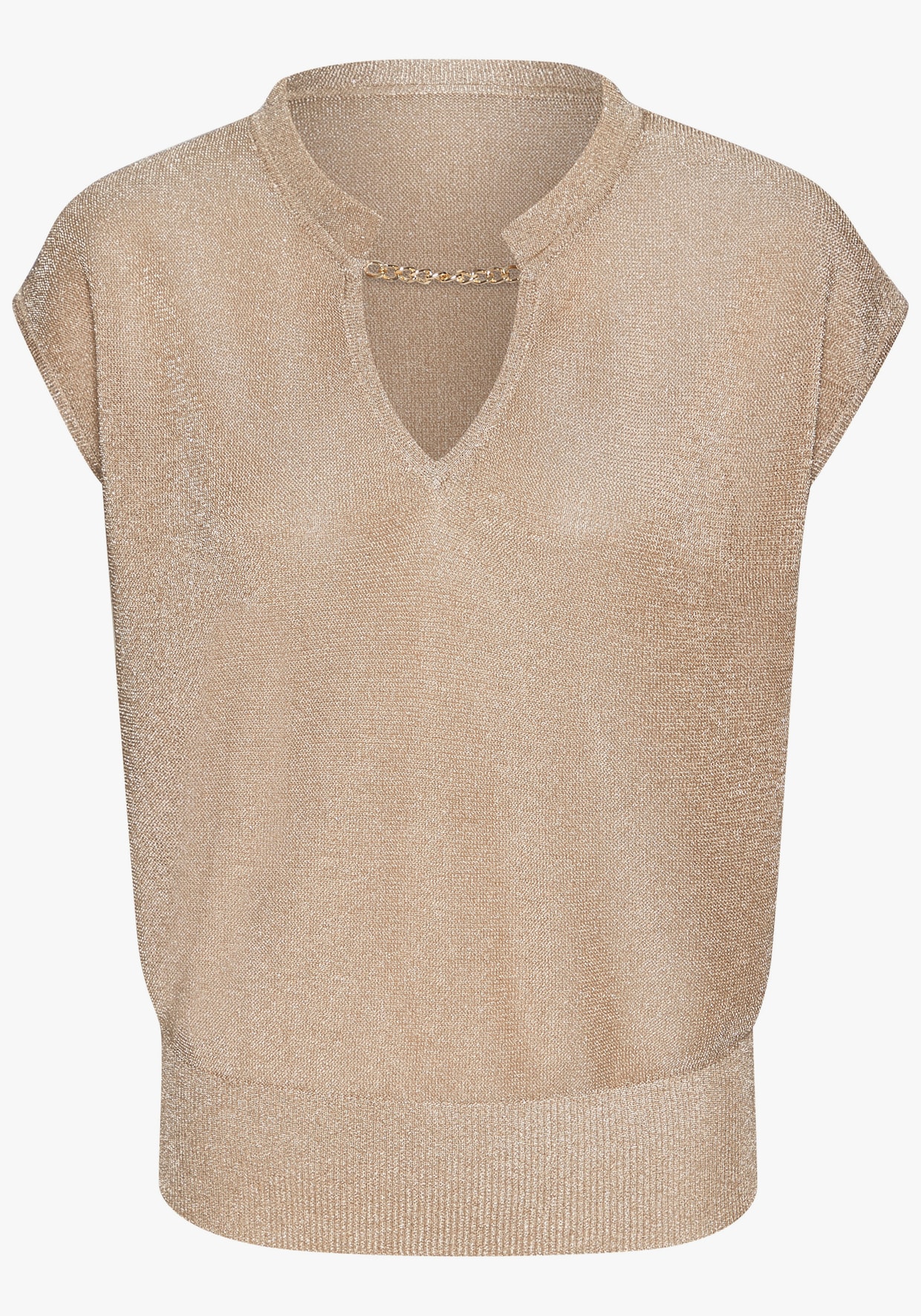 LASCANA Pull à manches courtes - sable-couleur or