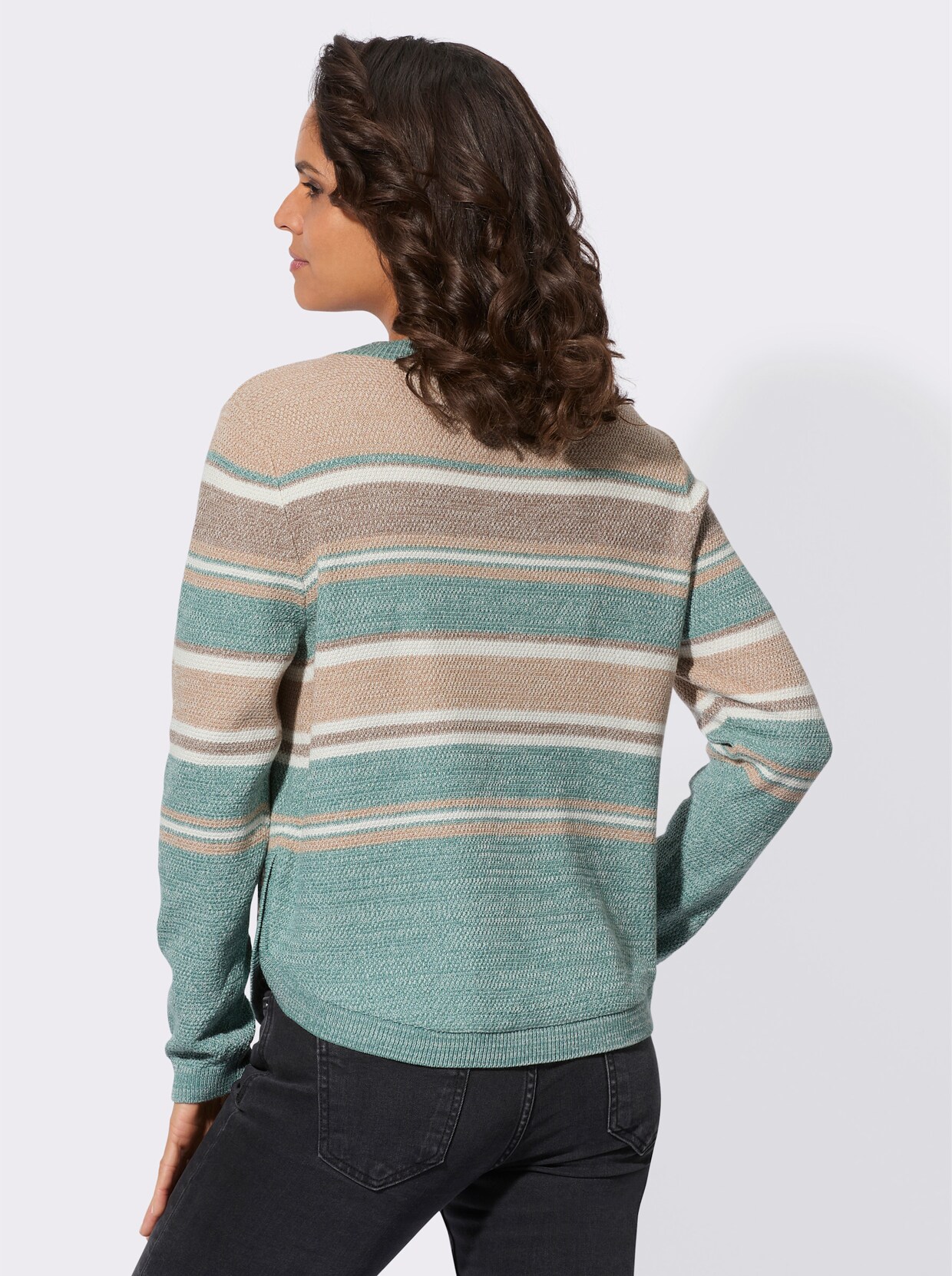 Pullover met lange mouwen - jade/sesam gestreept