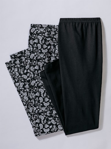 Leggings in Stretch-Qualität - schwarz + schwarz-bedruckt