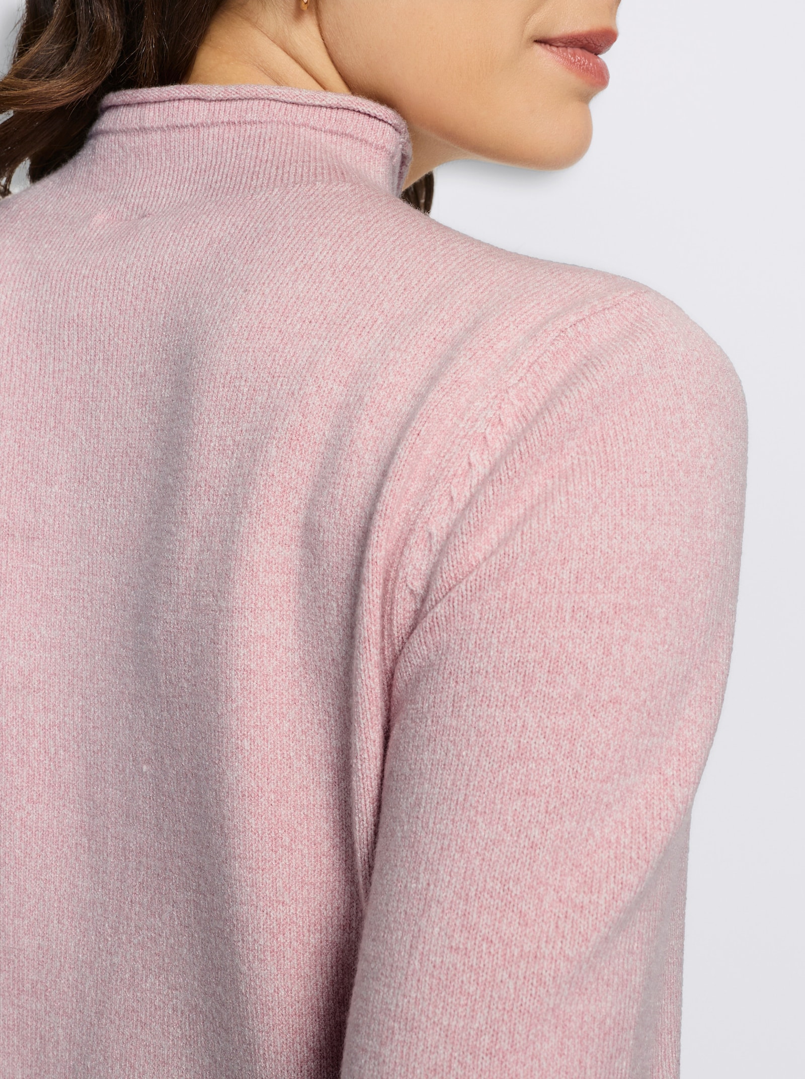 Feinstrickpullover mit Kelchkragen - hortensie-meliert