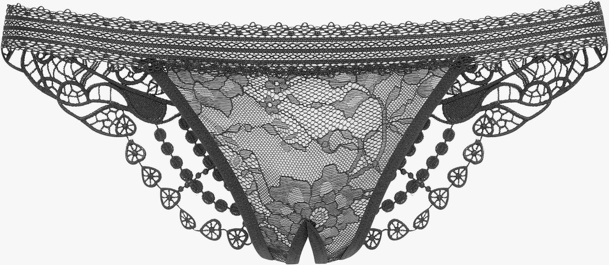petite fleur gold String ouvert - noir
