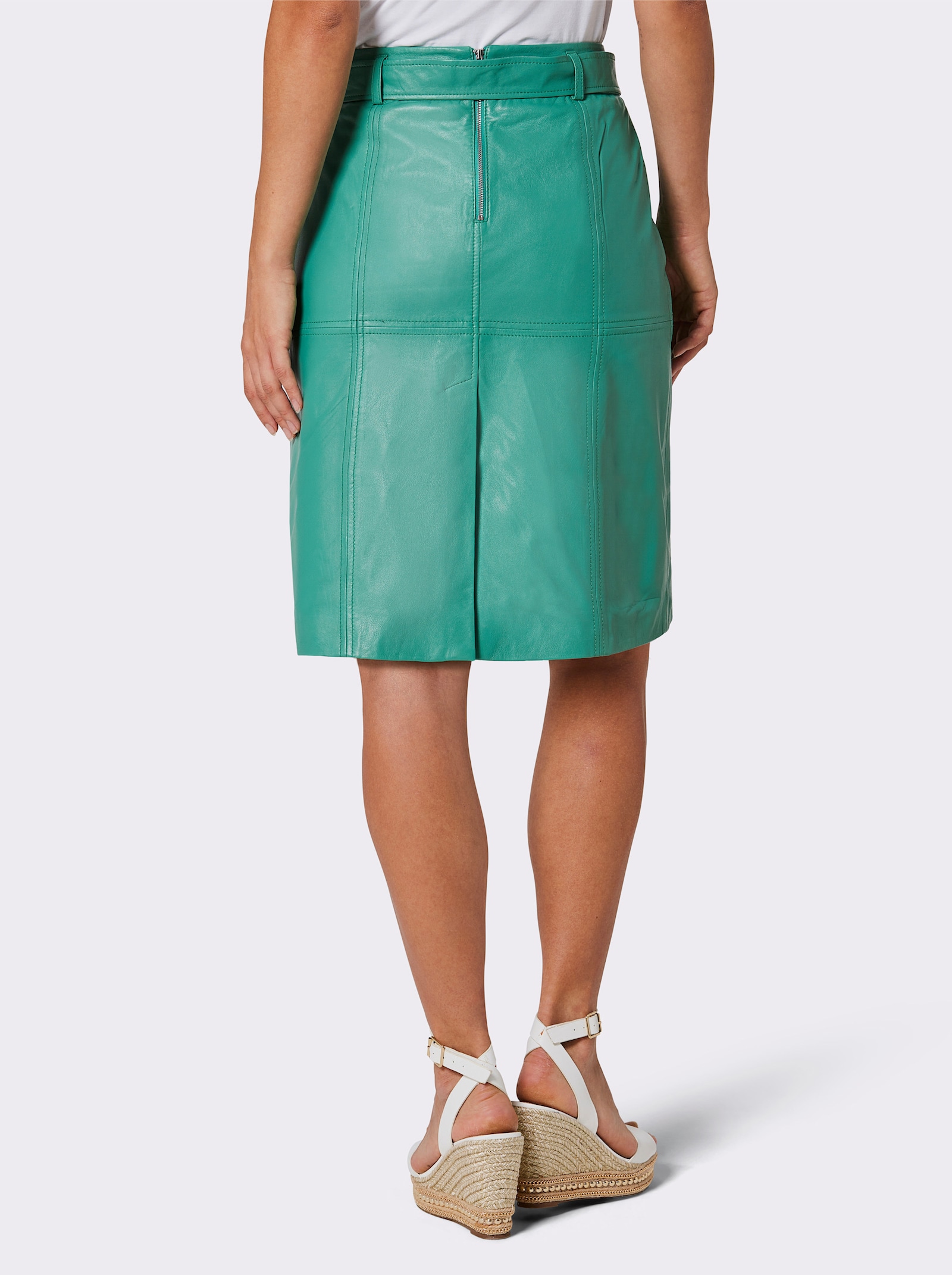 CREATION L PREMIUM Lederrock mit verdecktem Gehschlitz - smaragd