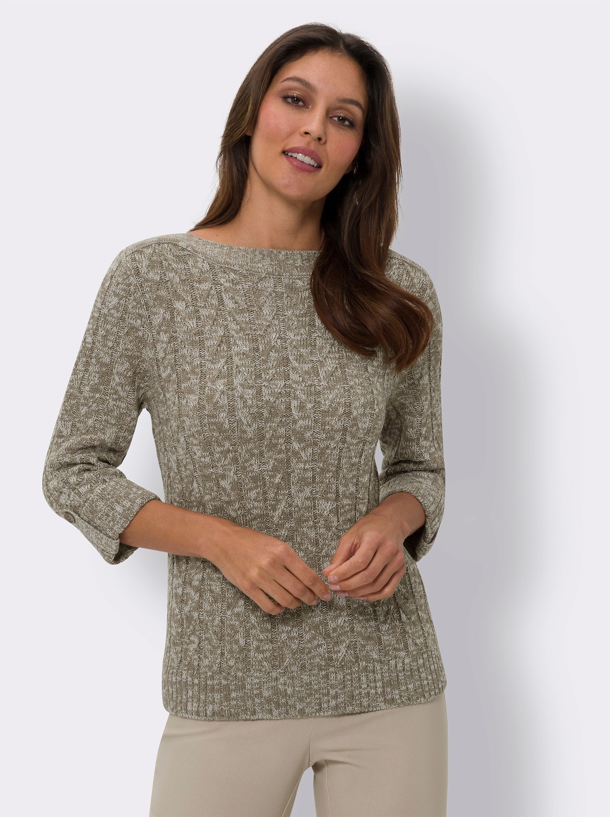 Pullover - taupe-ecru-meliert