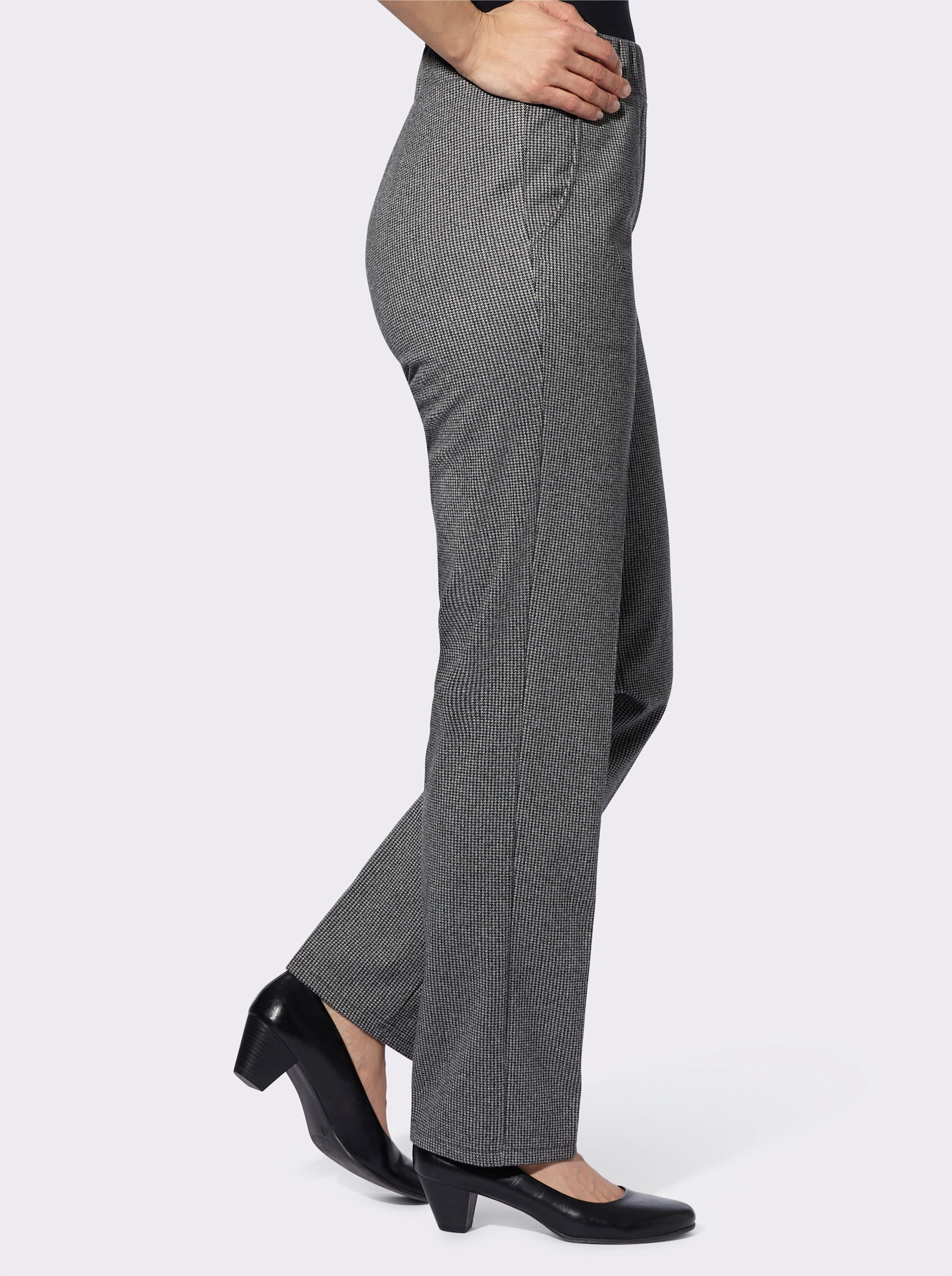 Jerseybroek van vormvast materiaal - zwart/wit pepita