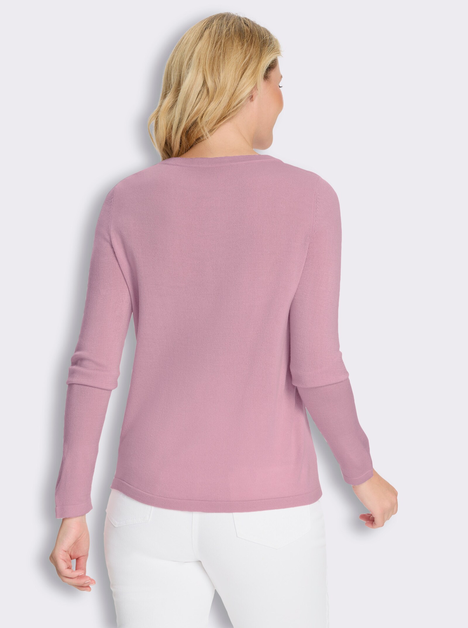 Pullover mit Strickmuster vorne - rosé