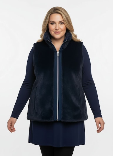 Fellimitatweste in kürzerer Form - dunkelblau