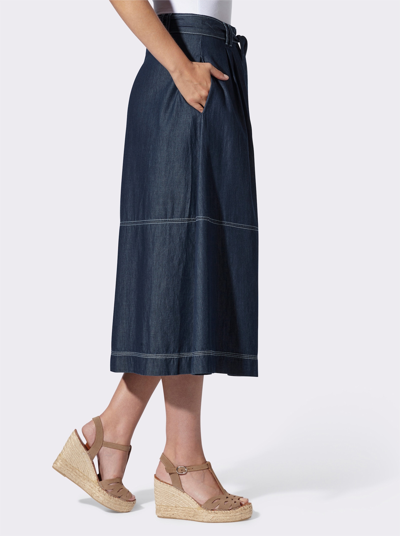 heine Jeansrock mit Kontrastnähten - blue-stone-washed