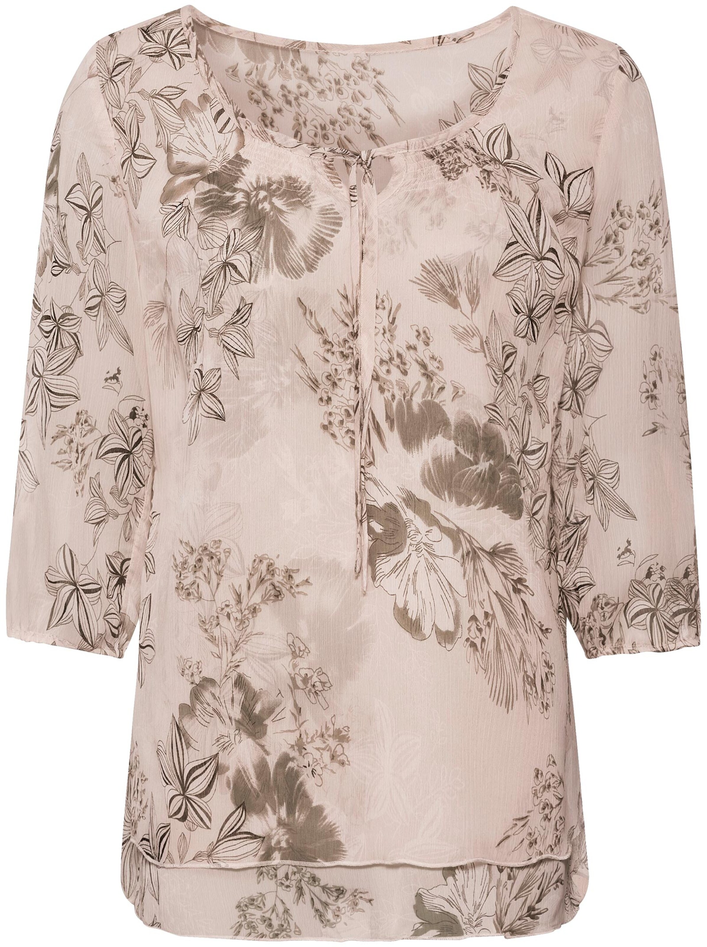 Chiffonbluse - taupe-gemustert