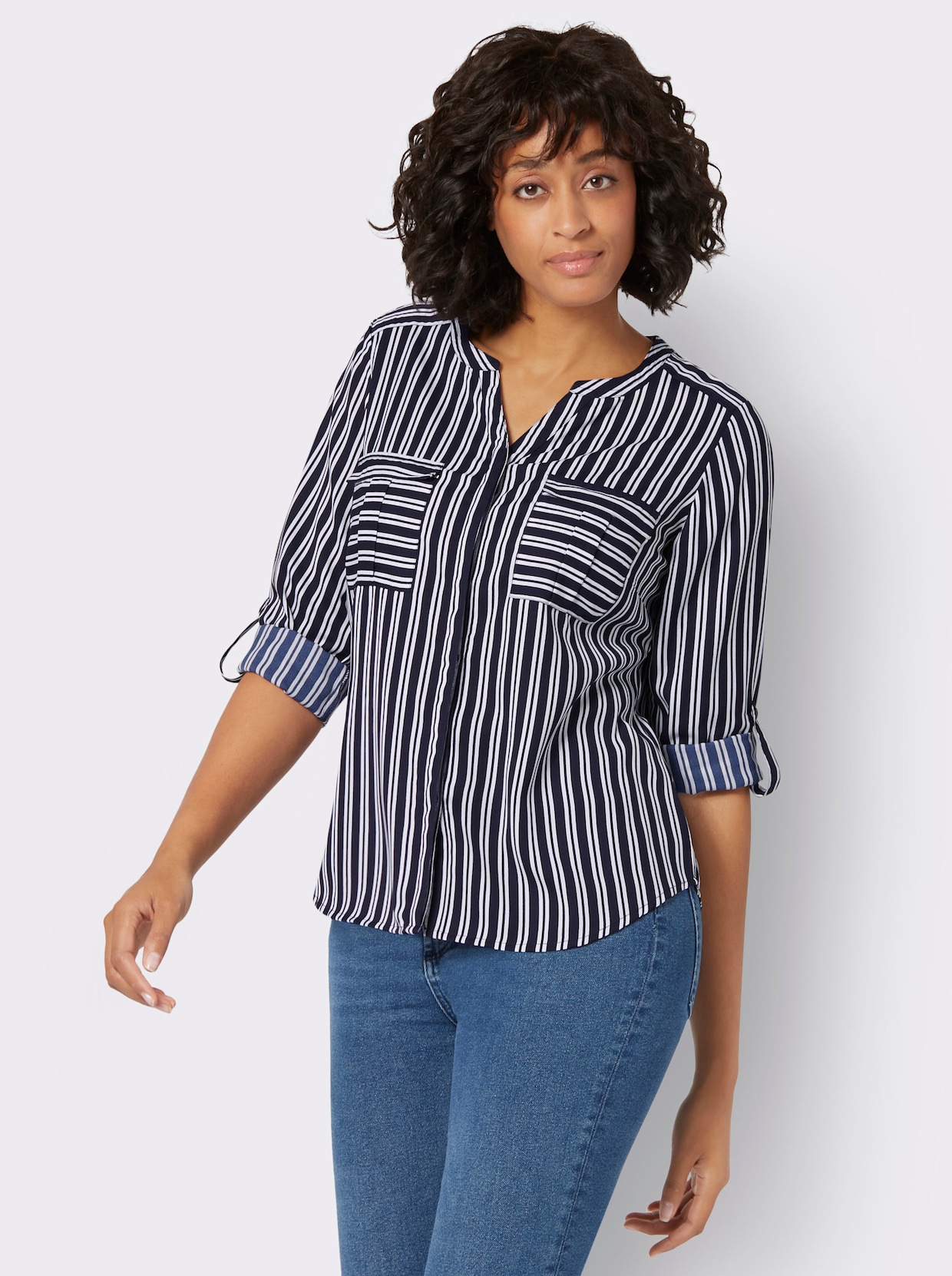 Gestreepte blouse - marine/wit gestreept