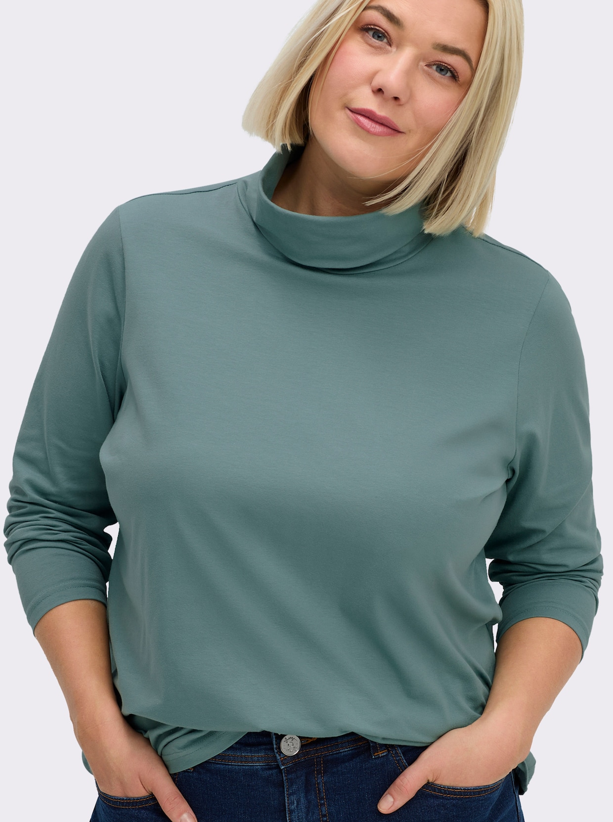 Rollkragenshirt mit langen Ärmeln - jade