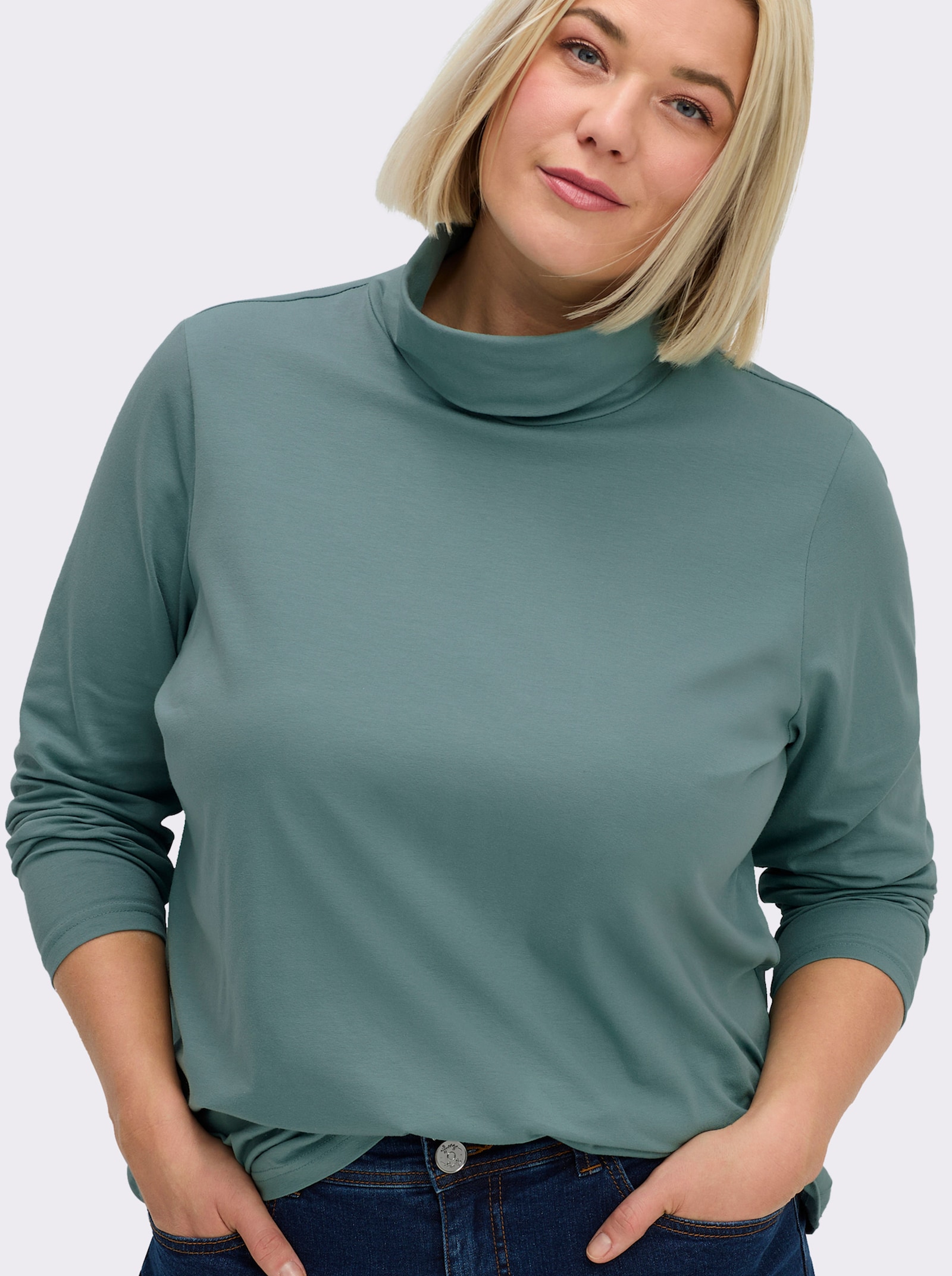 Rollkragenshirt mit langen Ärmeln - jade