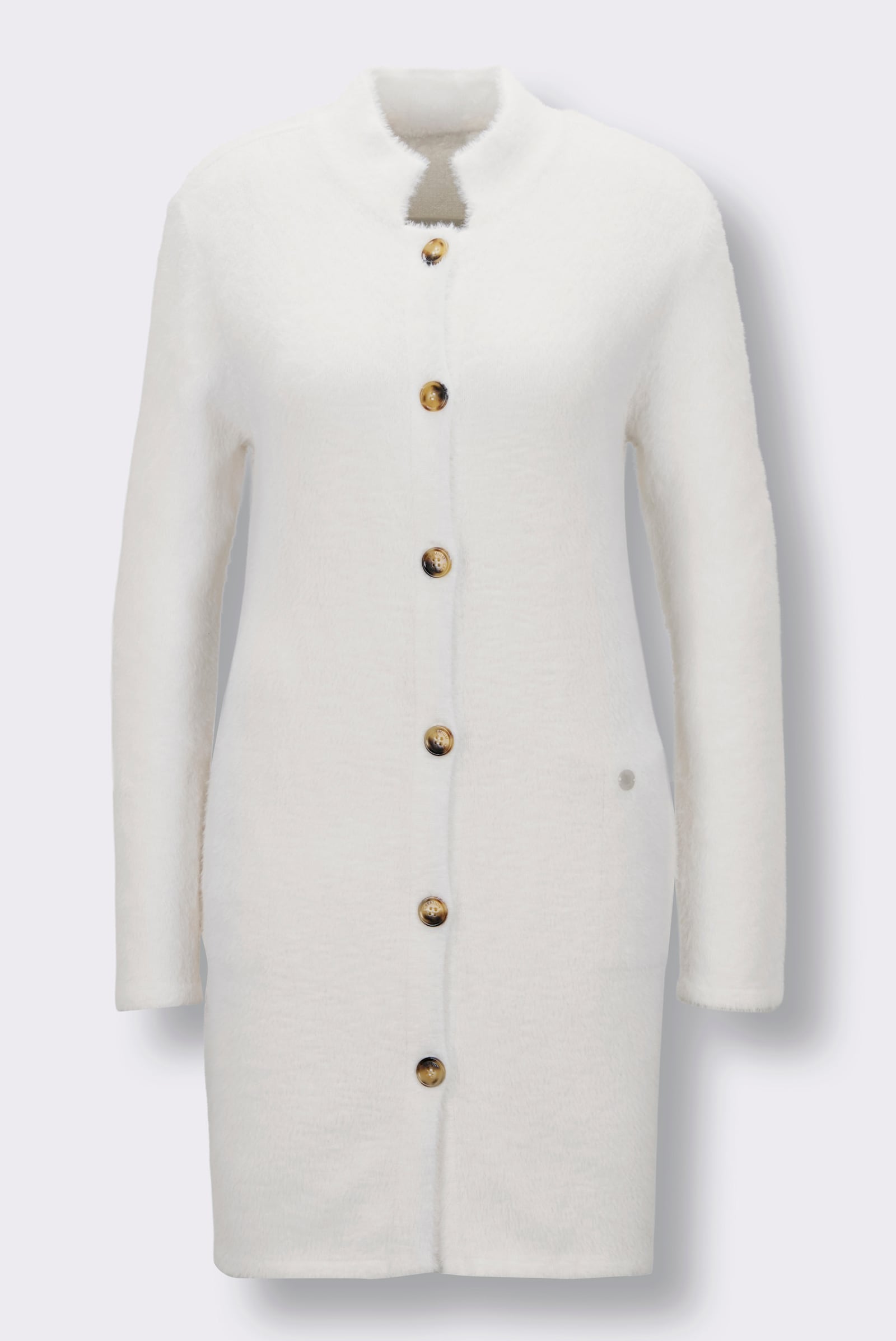 CREATION L PREMIUM Longstrickjacke aus Flauschgarn - ecru