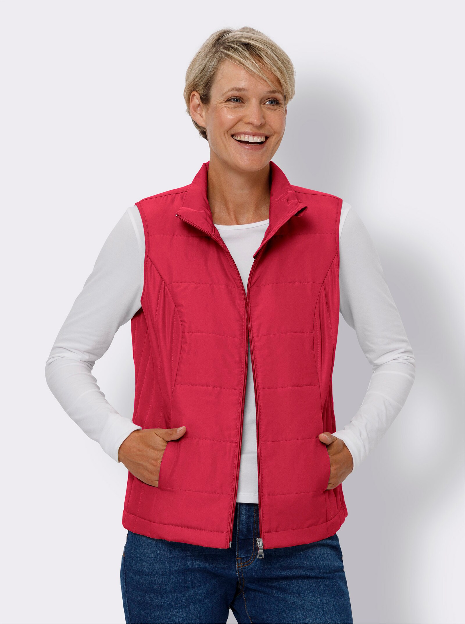 Bodywarmer met naadzakken - aardbei