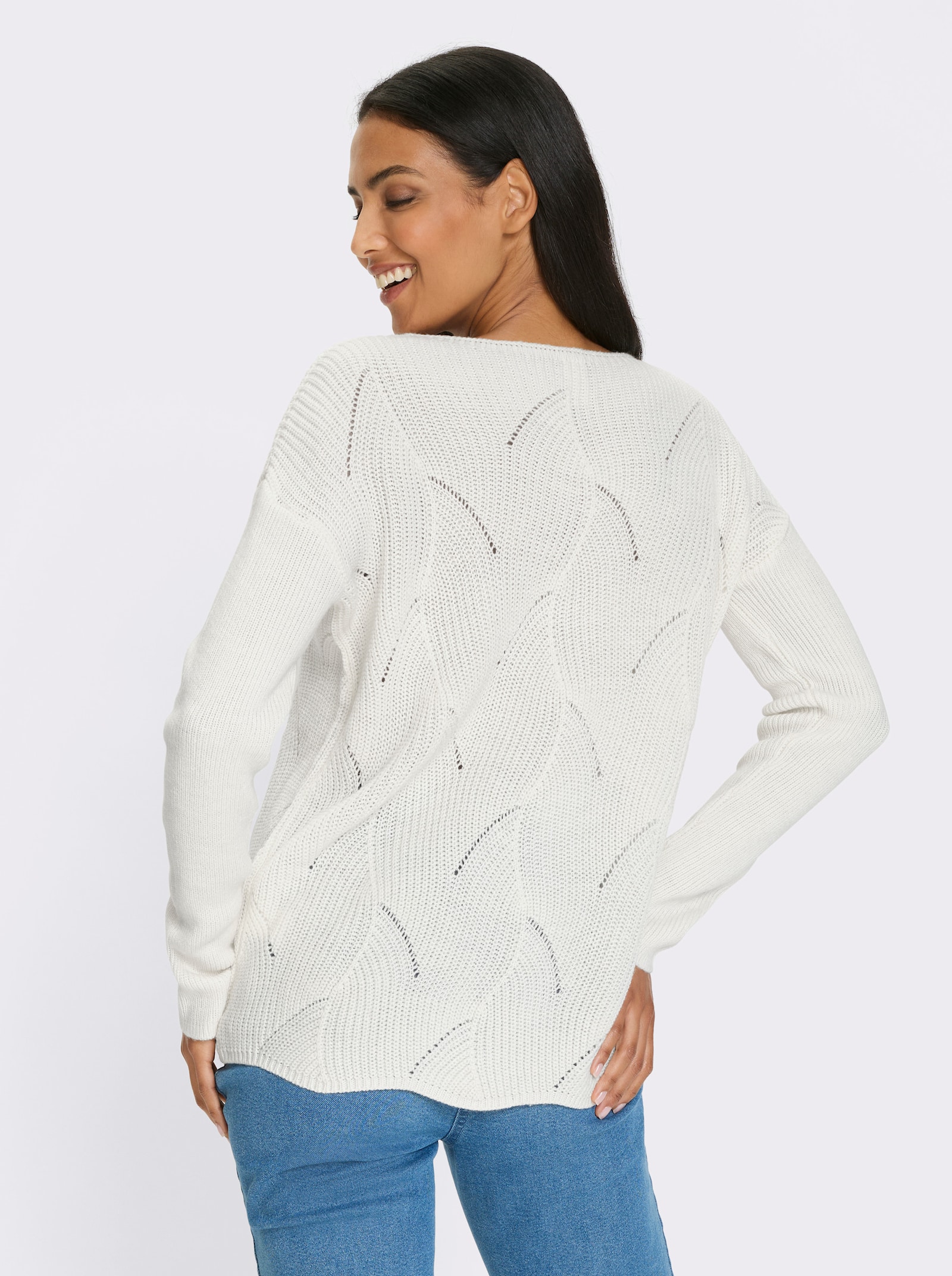 Pullover met boothals - ecru