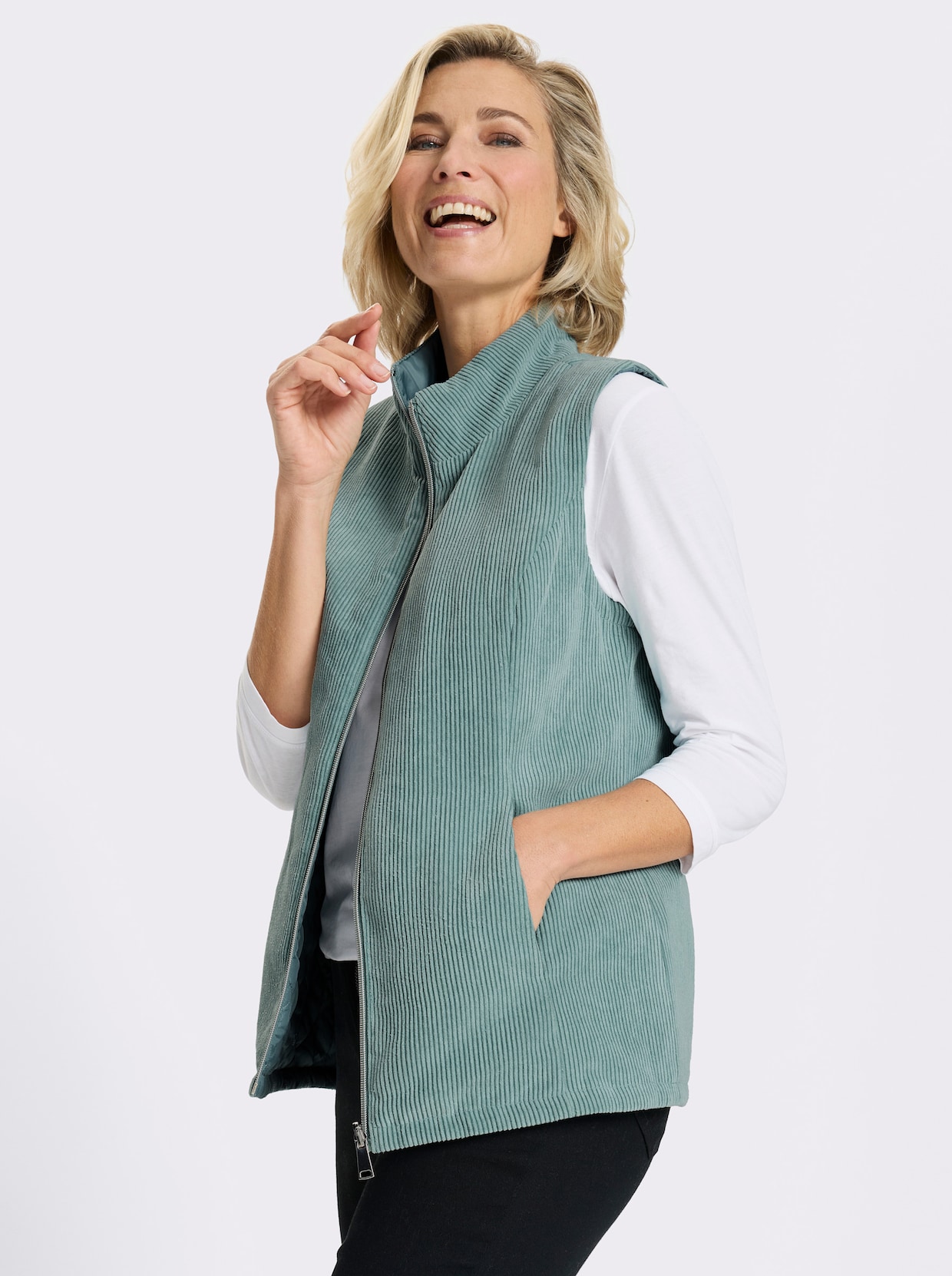 Keerbaar gilet met opstaande kraag - jade