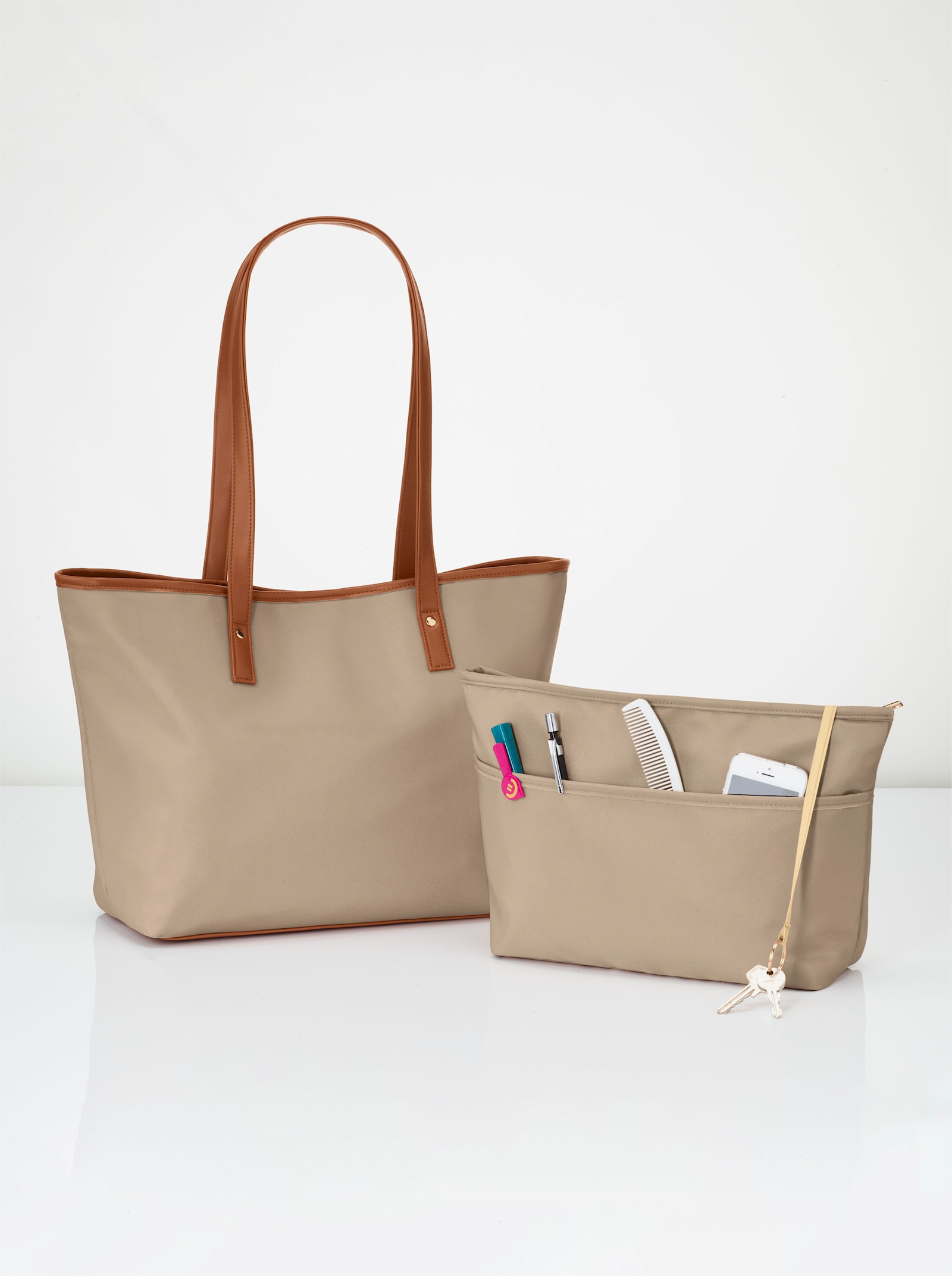 2-tlg. Taschenset - beige